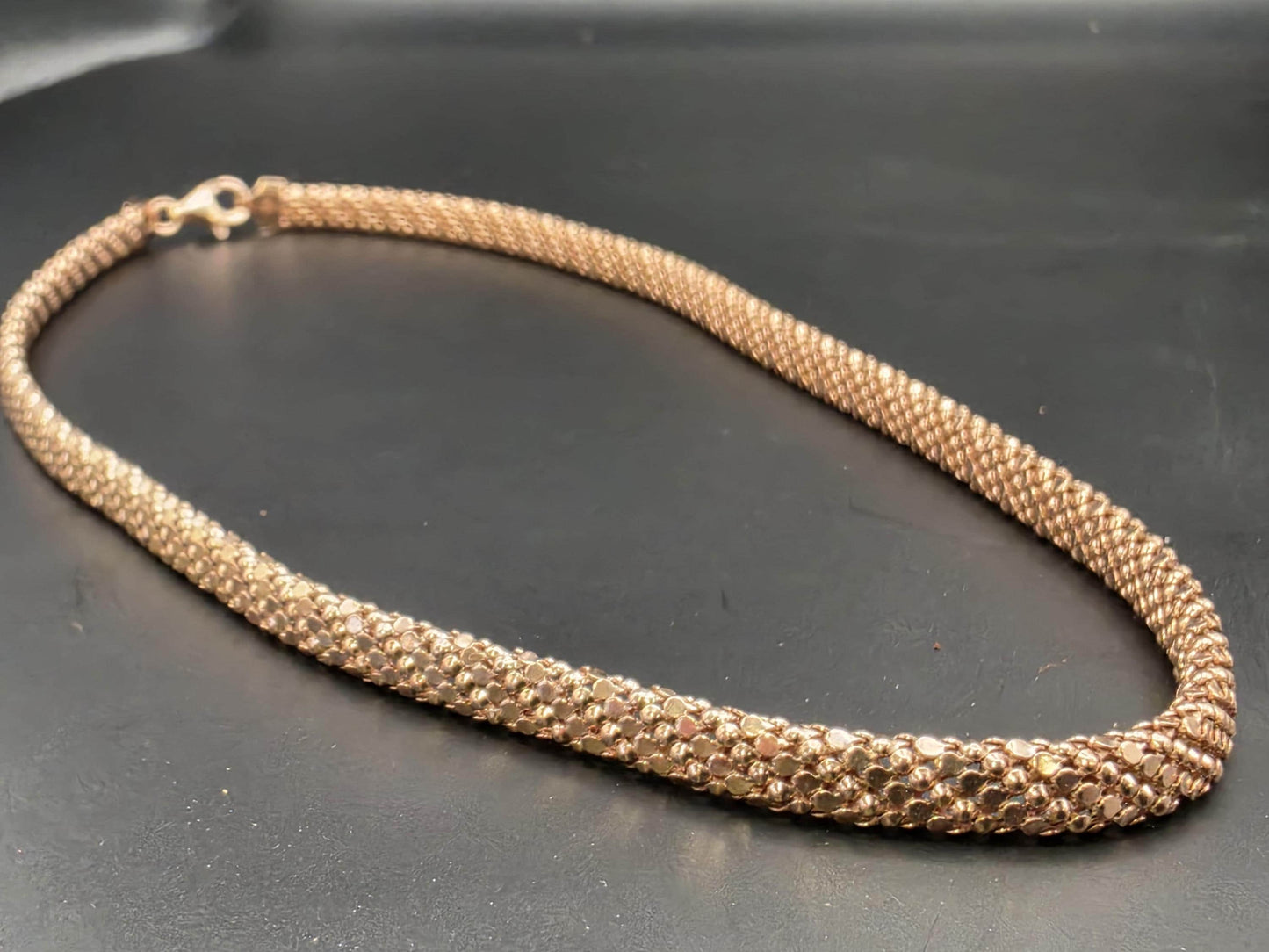 Rose Gold Plated Sterling Silver 6mm Popcorn Chain Necklace 18 Inch