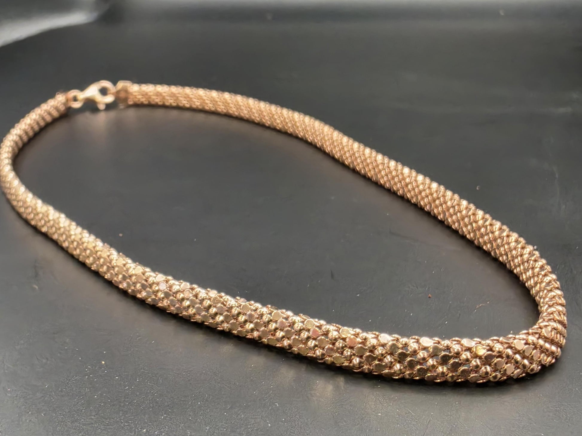 Rose Gold Plated Sterling Silver 6mm Popcorn Chain Necklace 18 Inch