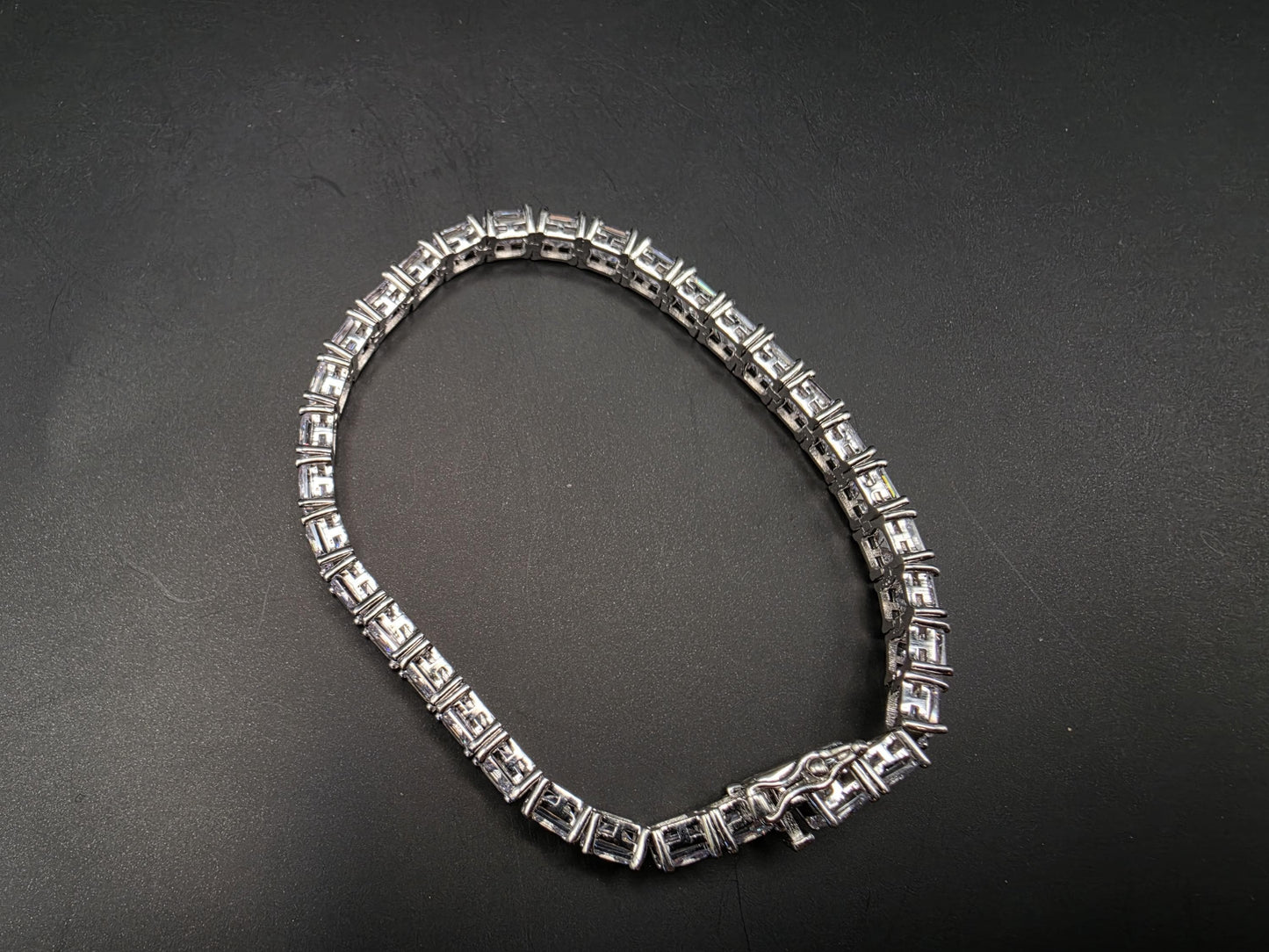 Sterling Silver Emerald Cut CZ Tennis Bracelet | 925 Silver Square CZ Bracelet 7 Inch
