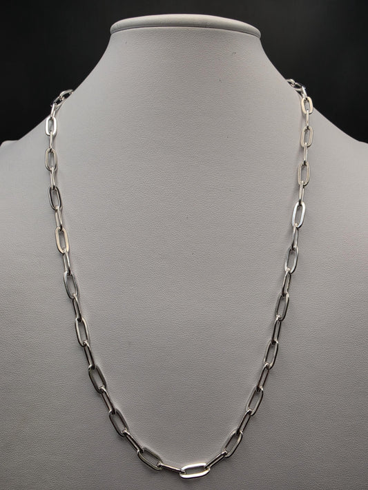 Sterling Silver Paperclip Link Chain Necklace | 925 Silver 24 Inch 1.25mm