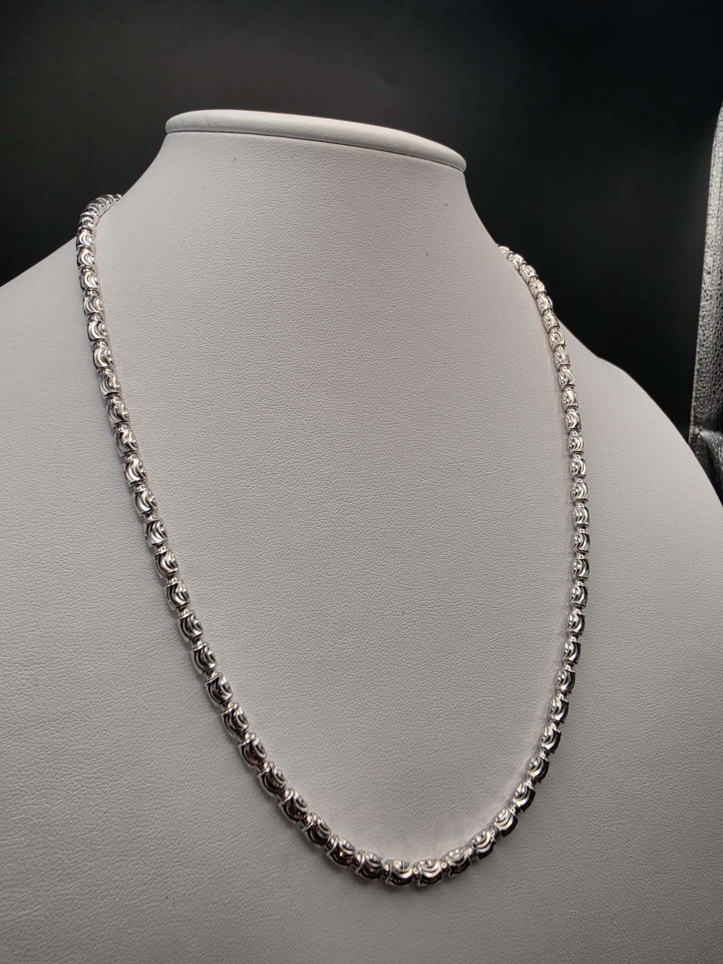 Sterling Silver Rose Bead Chain Necklace | 925 Silver 20 Inch
