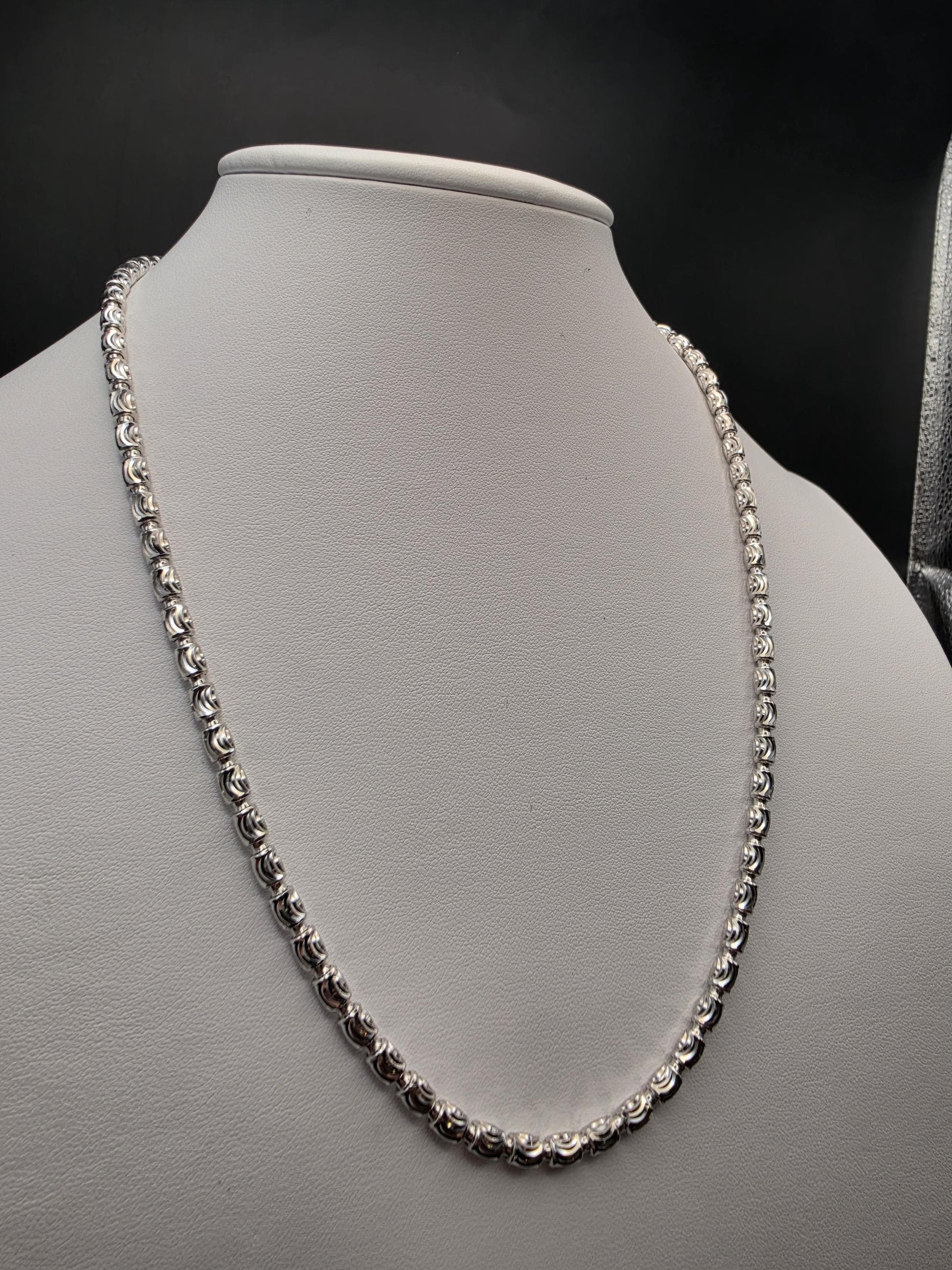 Sterling Silver Rose Bead Chain Necklace | 925 Silver 20 Inch