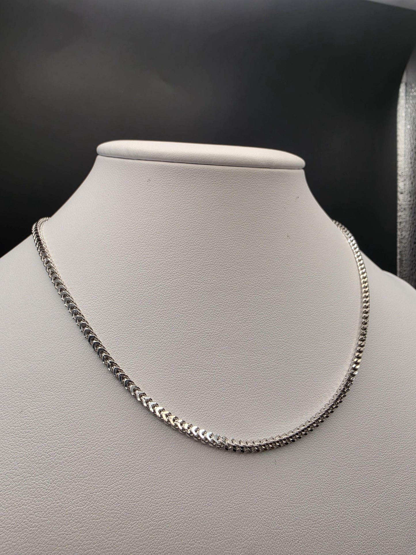 Sterling Silver Franco Chain Necklace | 925 Silver 2mm Chain 16 Inch