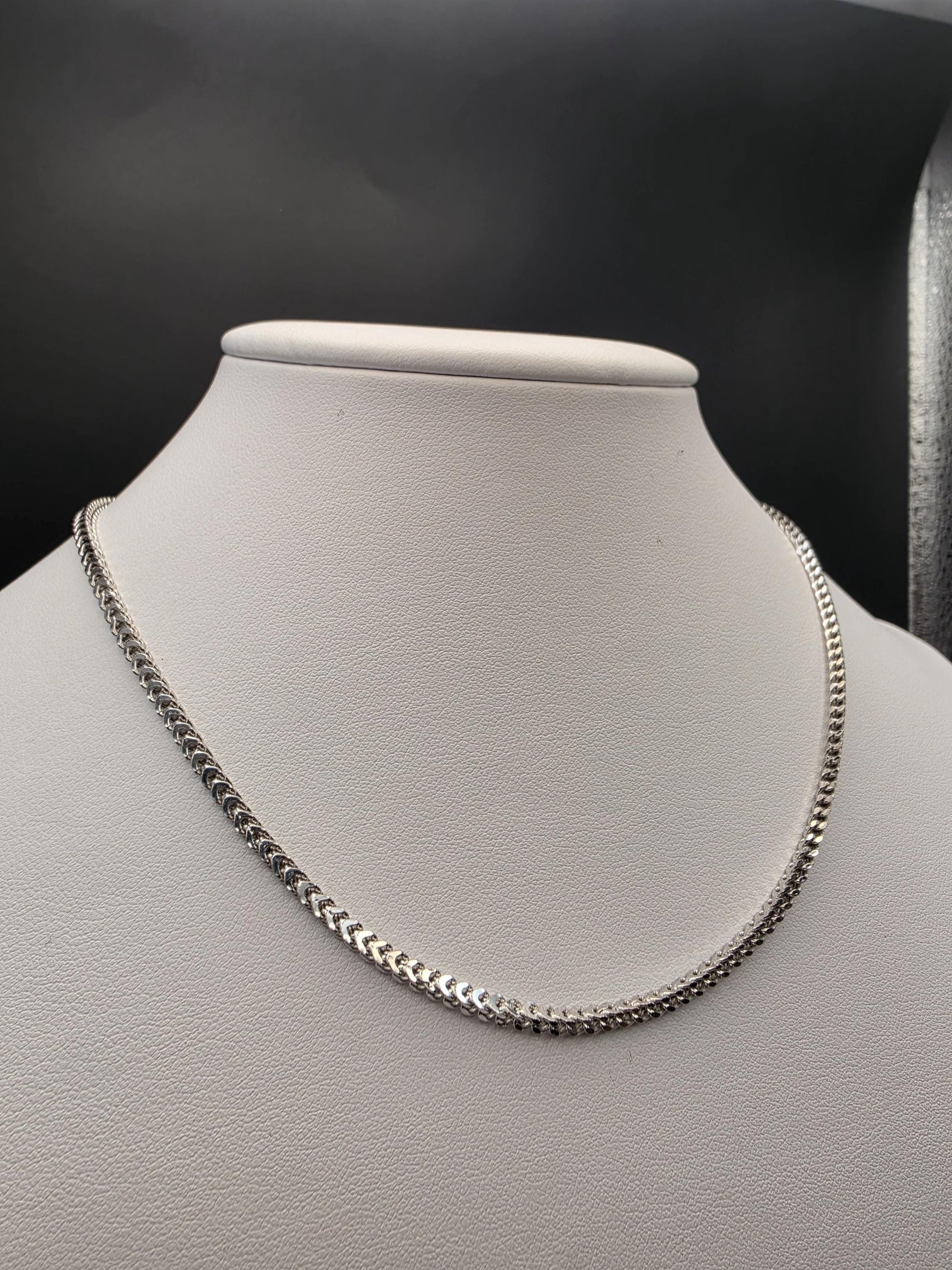 Sterling Silver Franco Chain Necklace | 925 Silver 2mm Chain 16 Inch