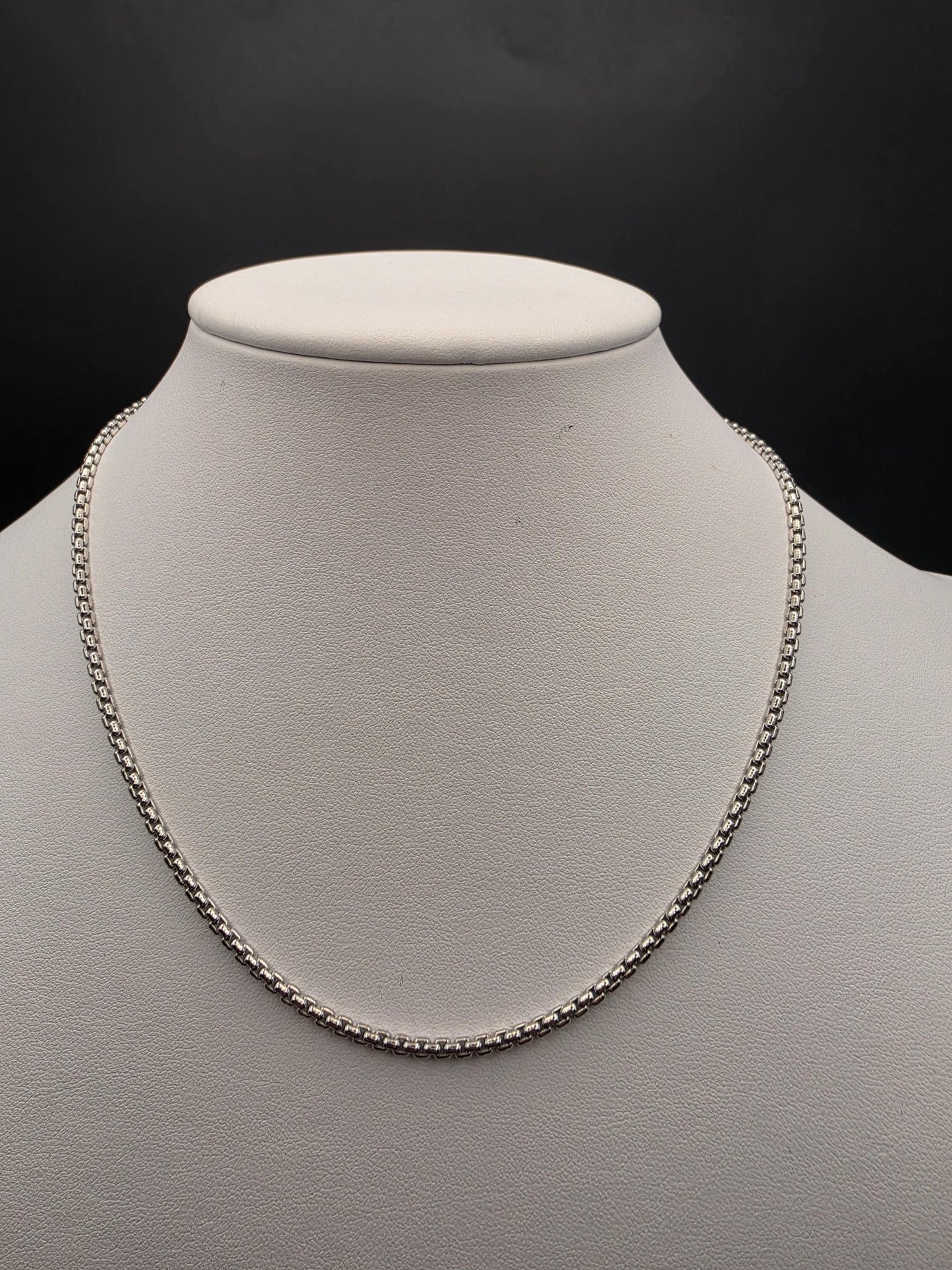 Sterling Silver Box Chain Necklace | 925 Silver 1mm Chain 16 Inch