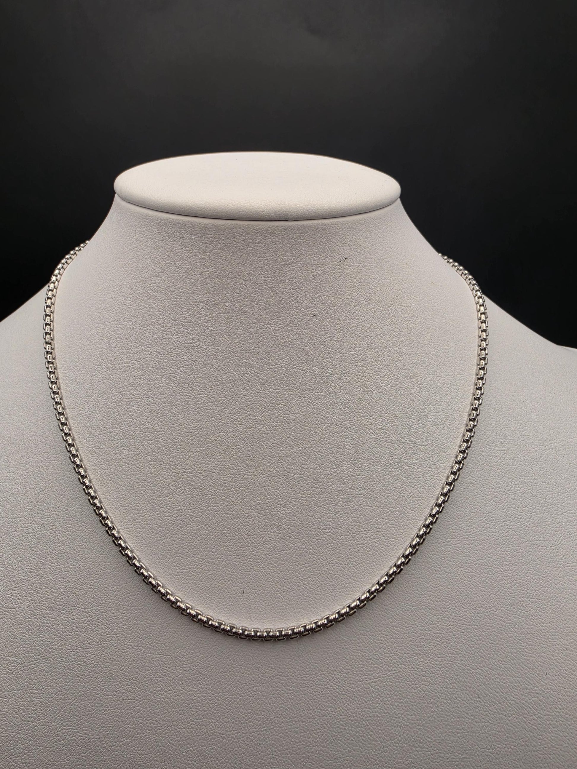 Sterling Silver Box Chain Necklace | 925 Silver 1mm Chain 16 Inch