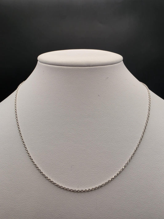 Sterling Silver Rope Chain Necklace | 925 Silver 1mm Chain 16 Inch