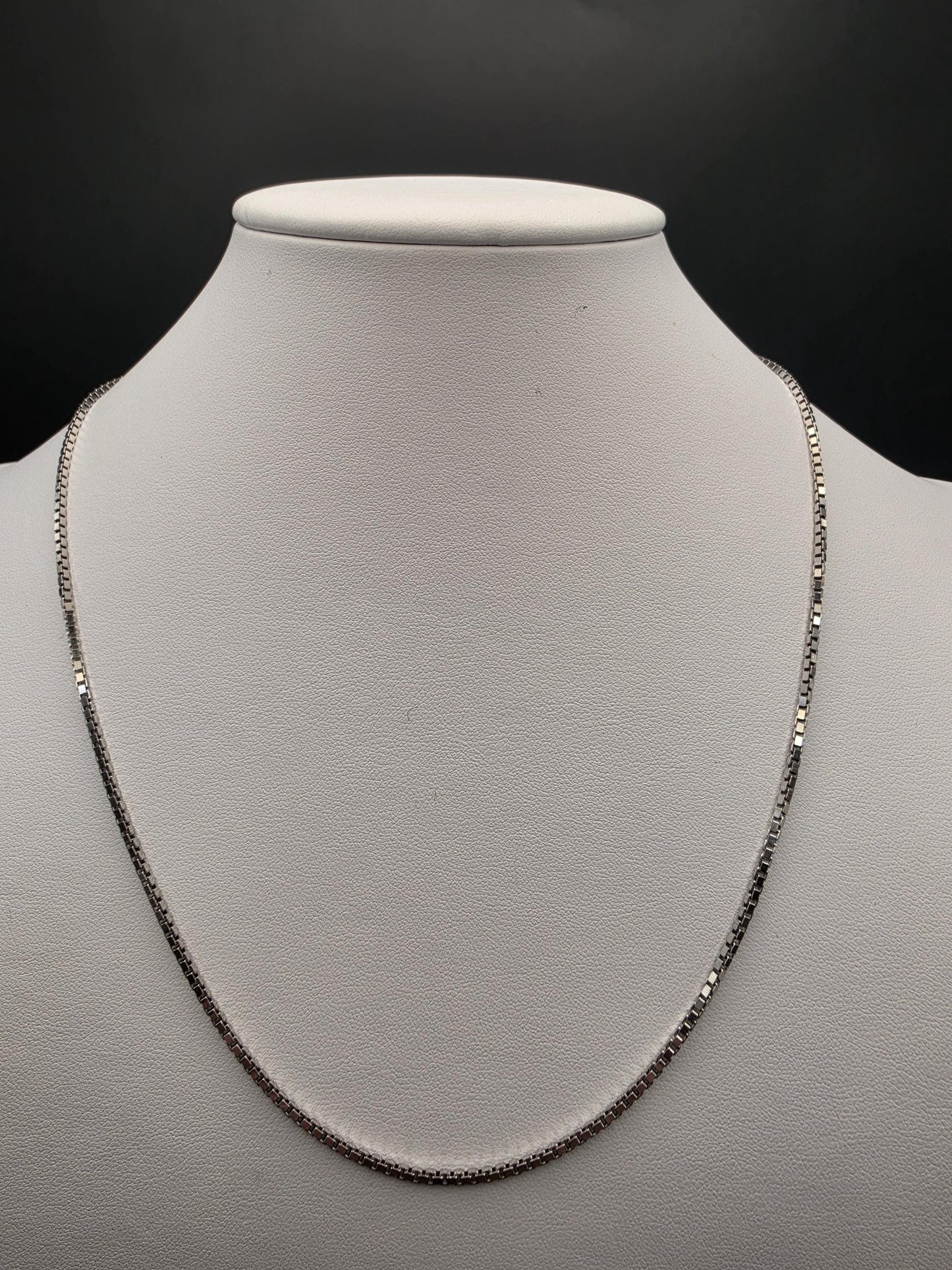 Sterling Silver Box Chain Necklace | 925 Silver 1mm Chain 20 Inch