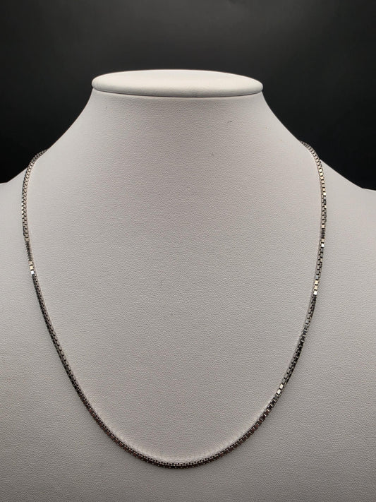 Sterling Silver Box Chain Necklace | 925 Silver 1mm Chain 20 Inch
