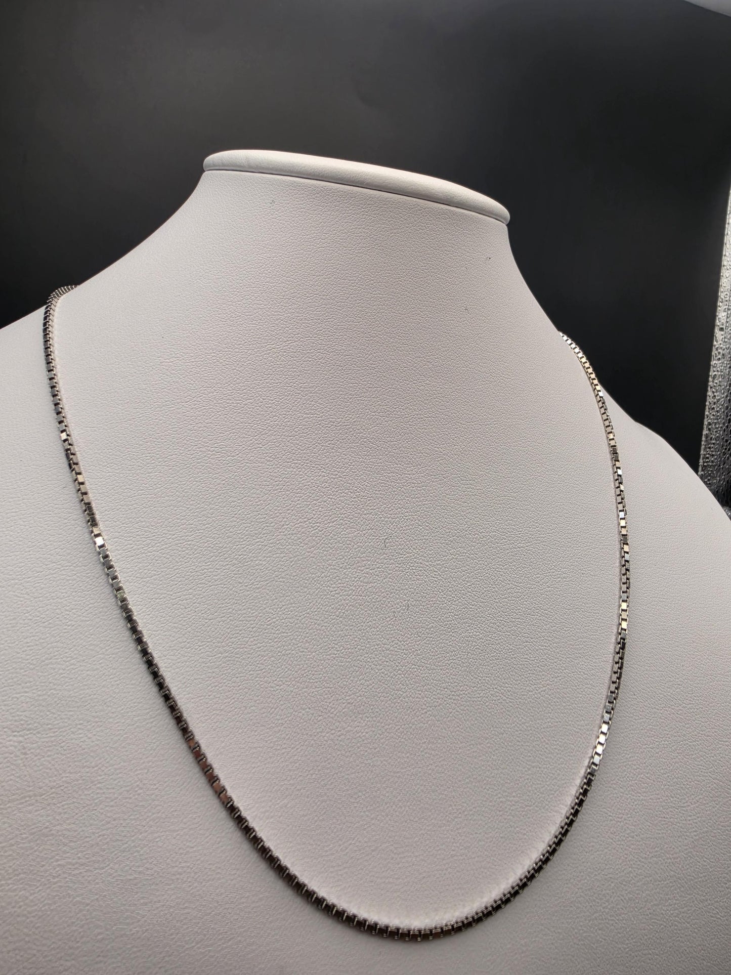 Sterling Silver Box Chain Necklace | 925 Silver 1mm Chain 20 Inch