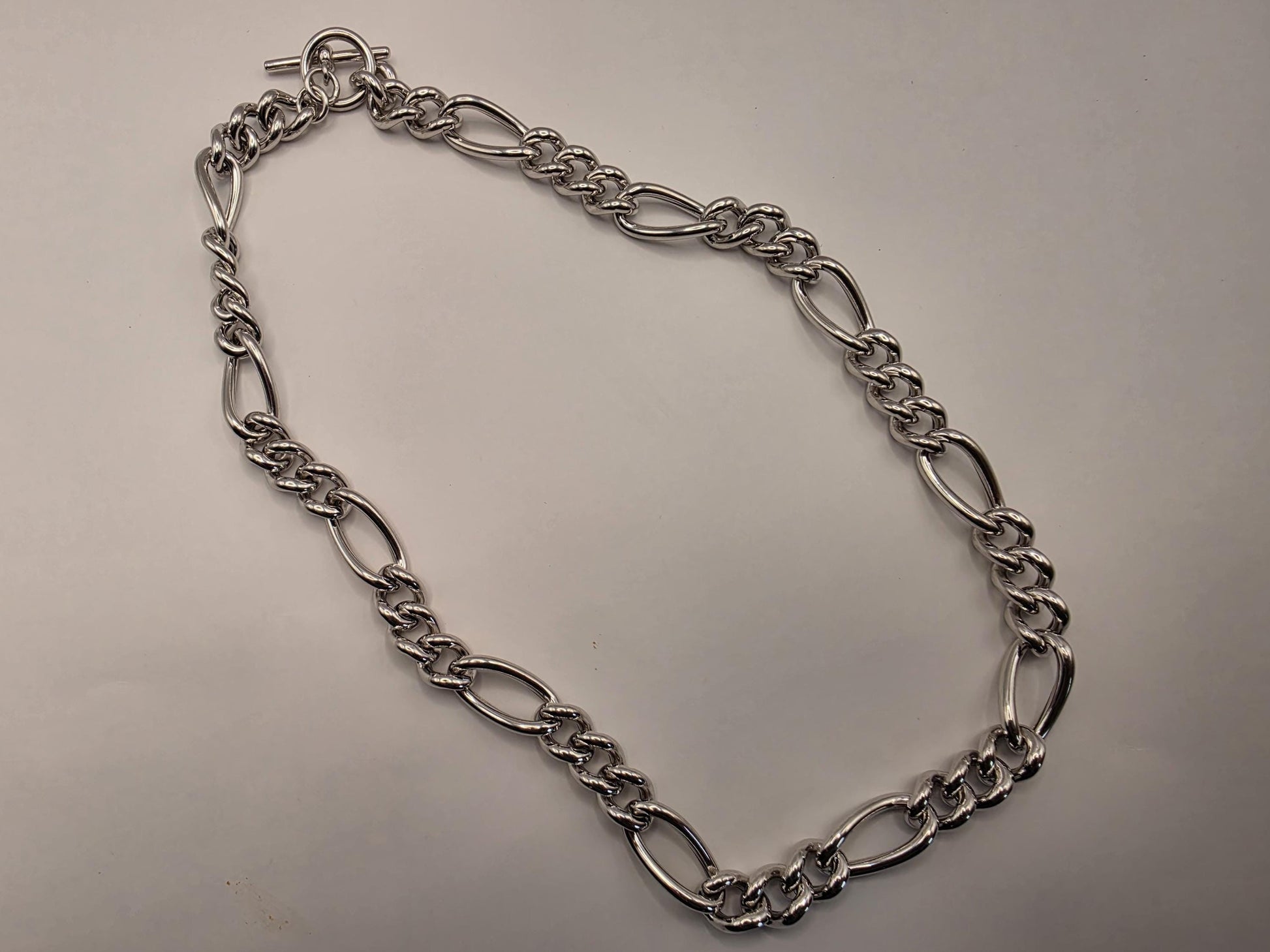Sterling Silver Figaro Chain Necklace | 925 Silver 10mm Chain 18 Inch