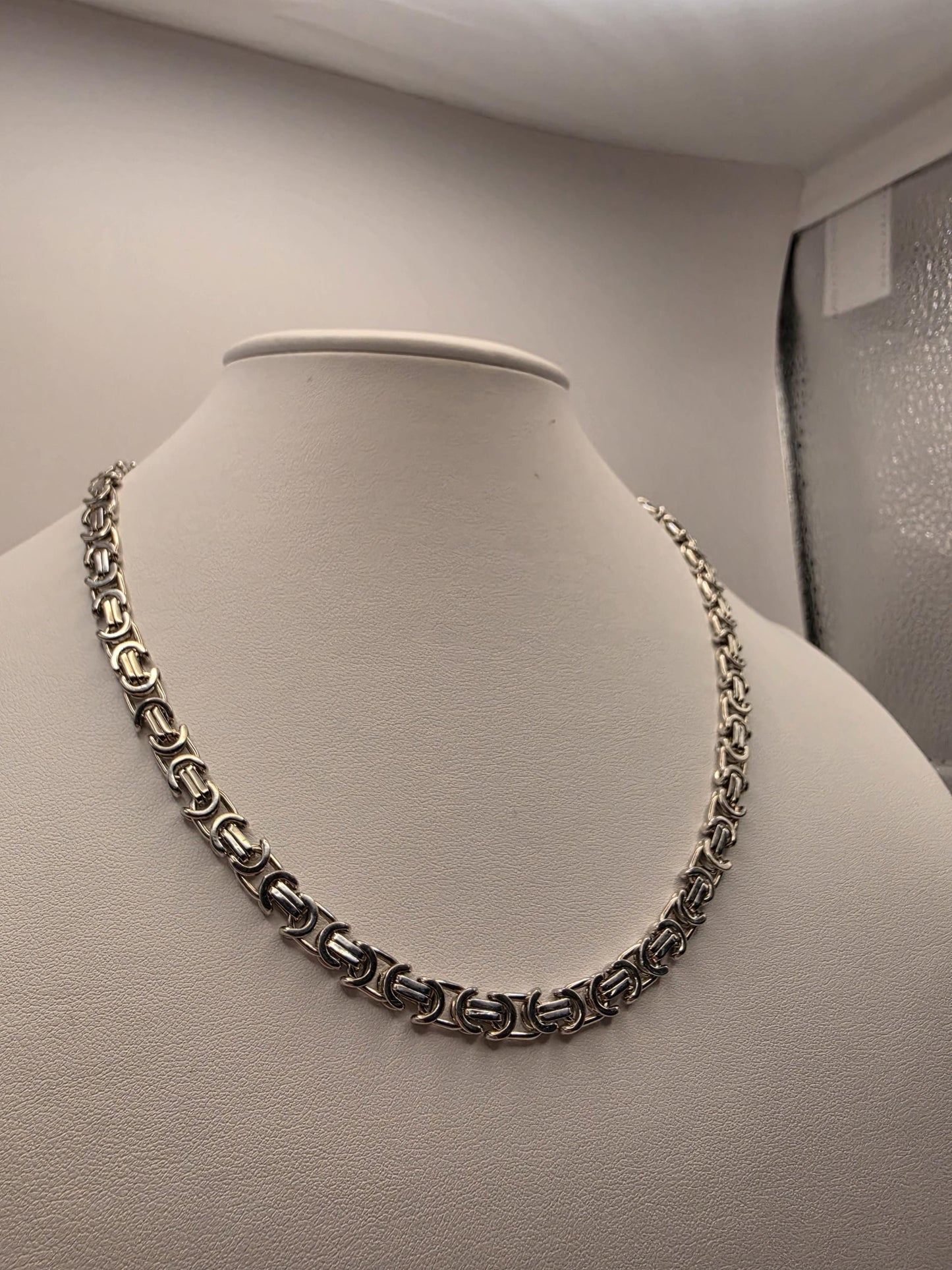 Sterling Silver Byzantine Chain Necklace | 925 Silver 6mm Chain 18 Inch