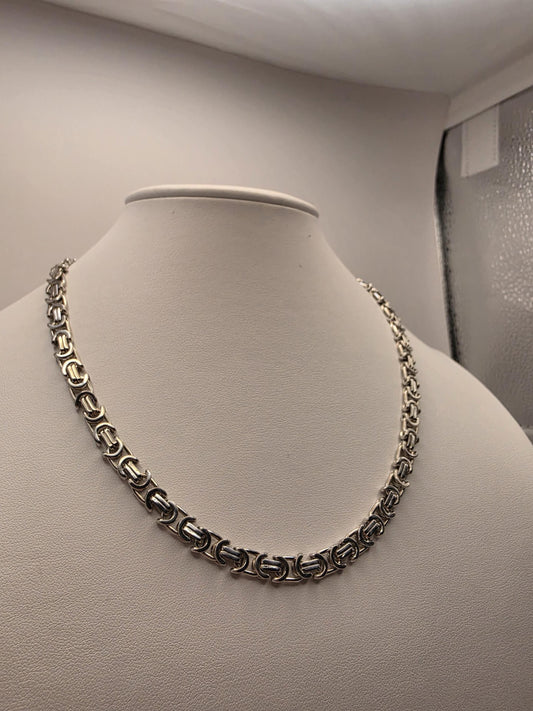 Sterling Silver Byzantine Chain Necklace | 925 Silver 6mm Chain 18 Inch