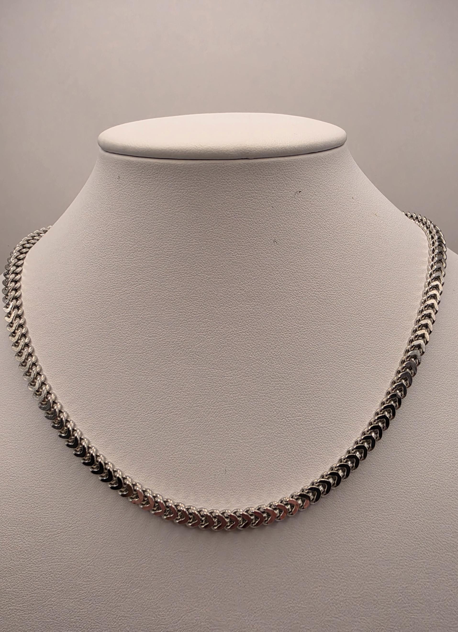 Sterling Silver Franco Chain Necklace | 925 Silver 4mm Chain 18 Inch