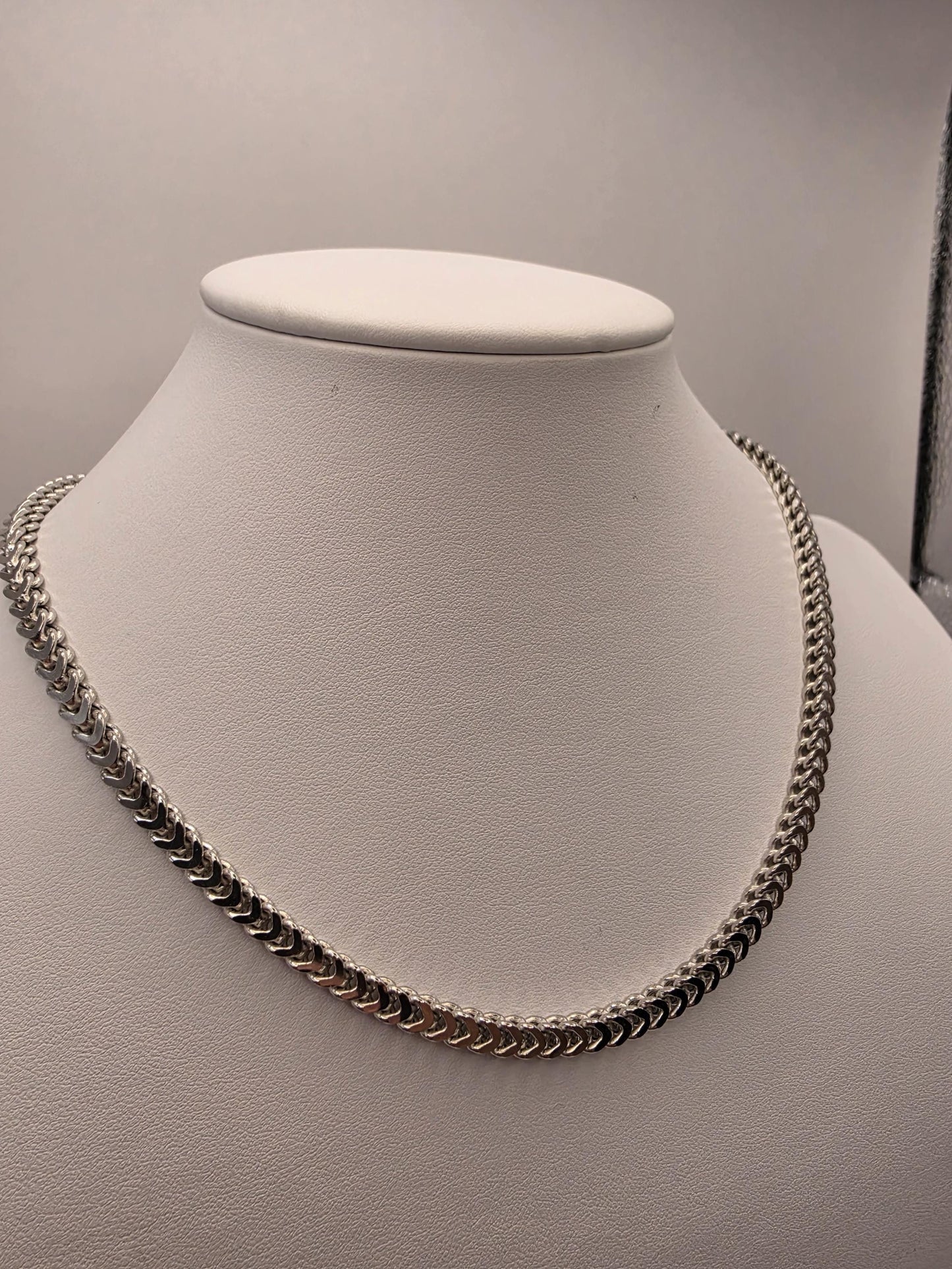 Sterling Silver Franco Chain Necklace | 925 Silver 4mm Chain 18 Inch