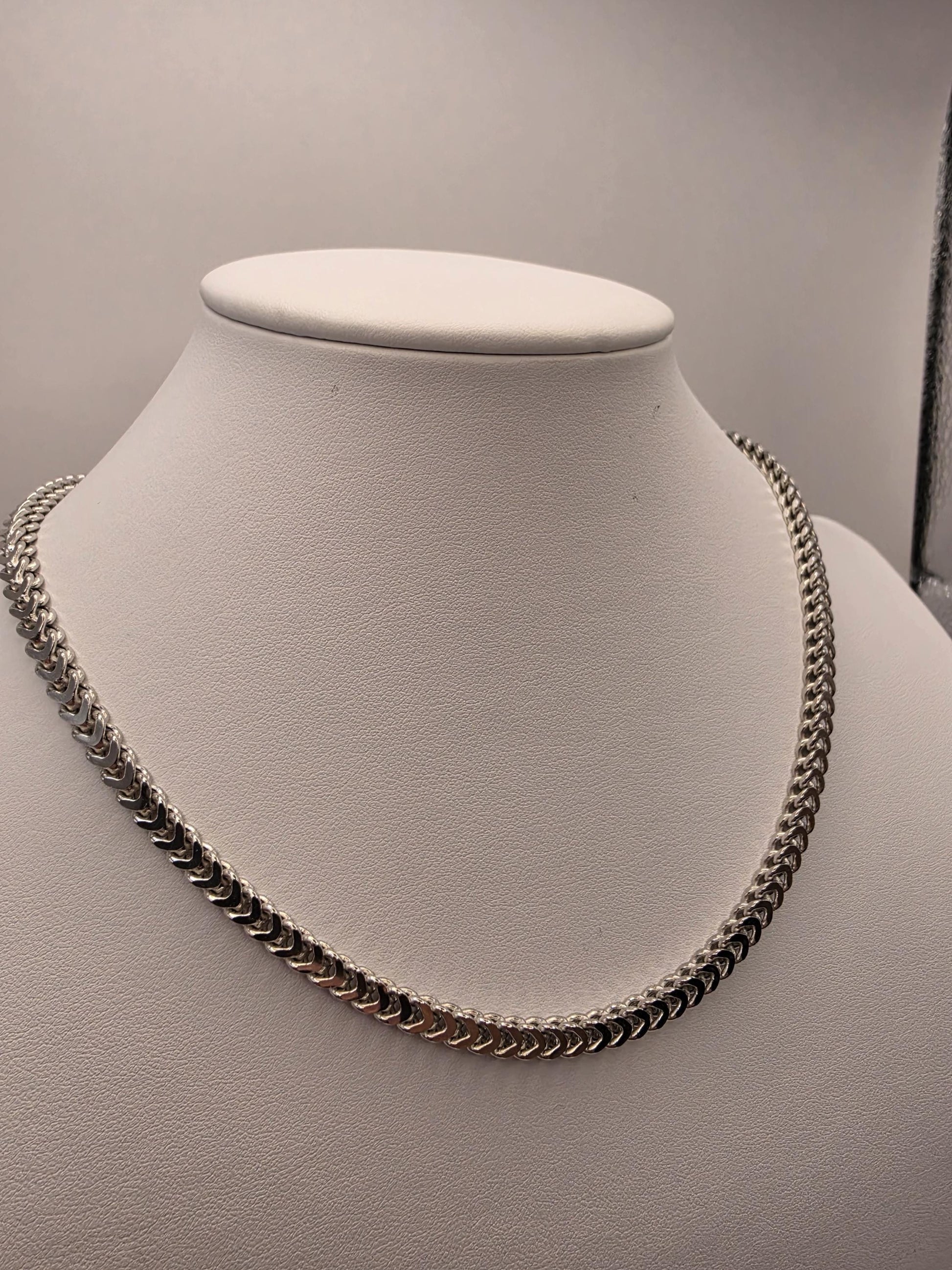 Sterling Silver Franco Chain Necklace | 925 Silver 4mm Chain 18 Inch