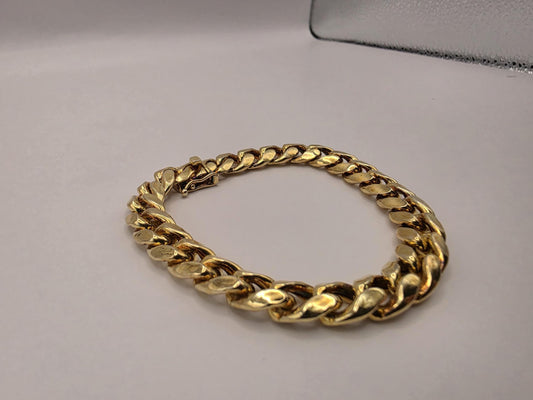 Gold Plated Cuban Link Bracelet | 925 Silver Gold Bracelet 9 Inch 10mm
