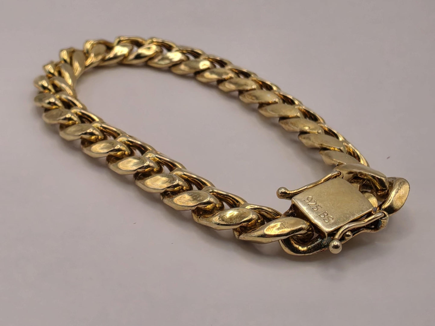 Gold Plated Cuban Link Bracelet | 925 Silver Gold Bracelet 9 Inch 10mm