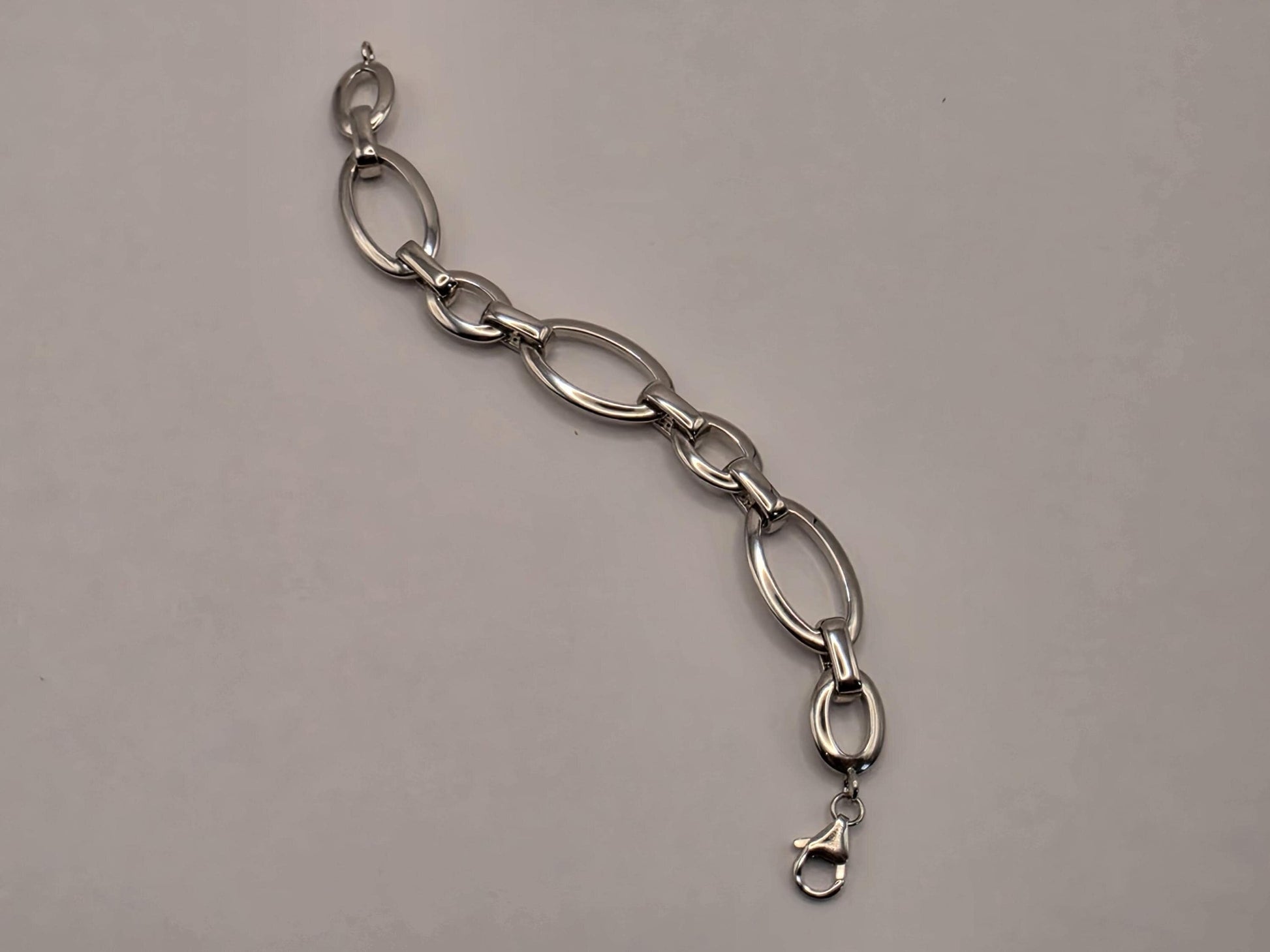 Sterling Silver Oval Cable Chain Bracelet | 925 Silver Large Link Bracelet 7 Inch