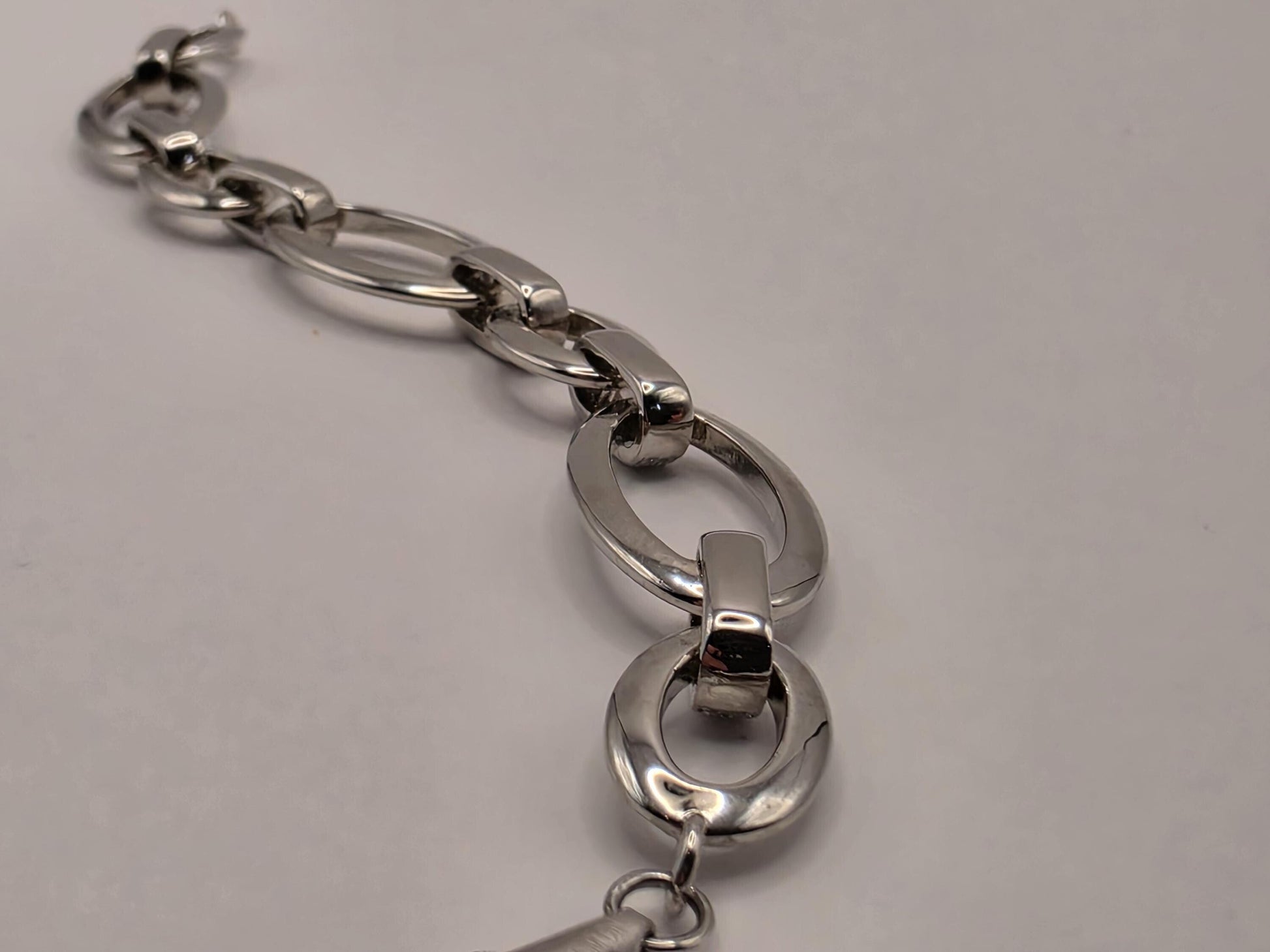 Sterling Silver Oval Cable Chain Bracelet | 925 Silver Large Link Bracelet 7 Inch