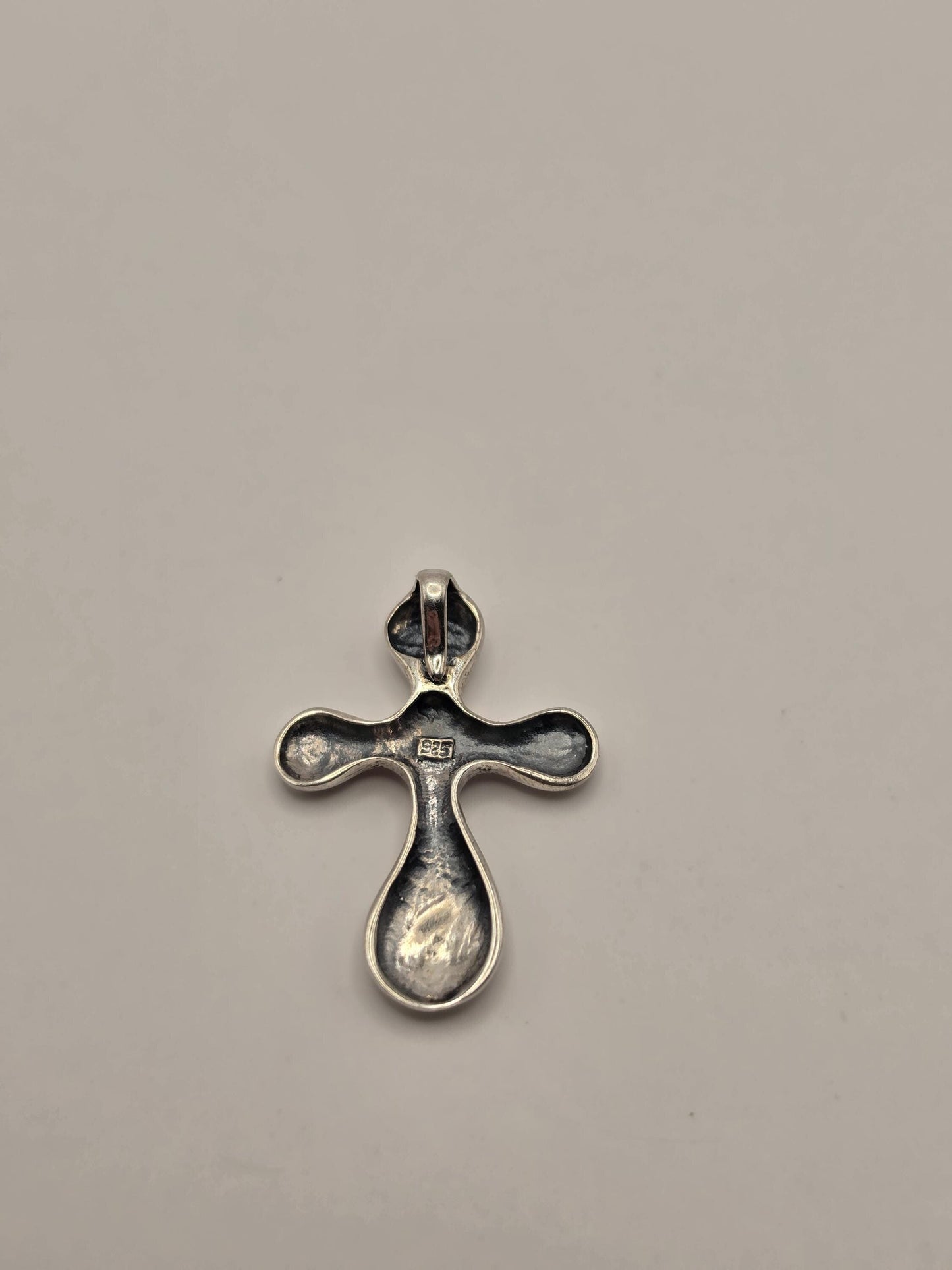 Sterling Silver Puffy Cross Pendant, Smooth Rounded Bubble Cross 925