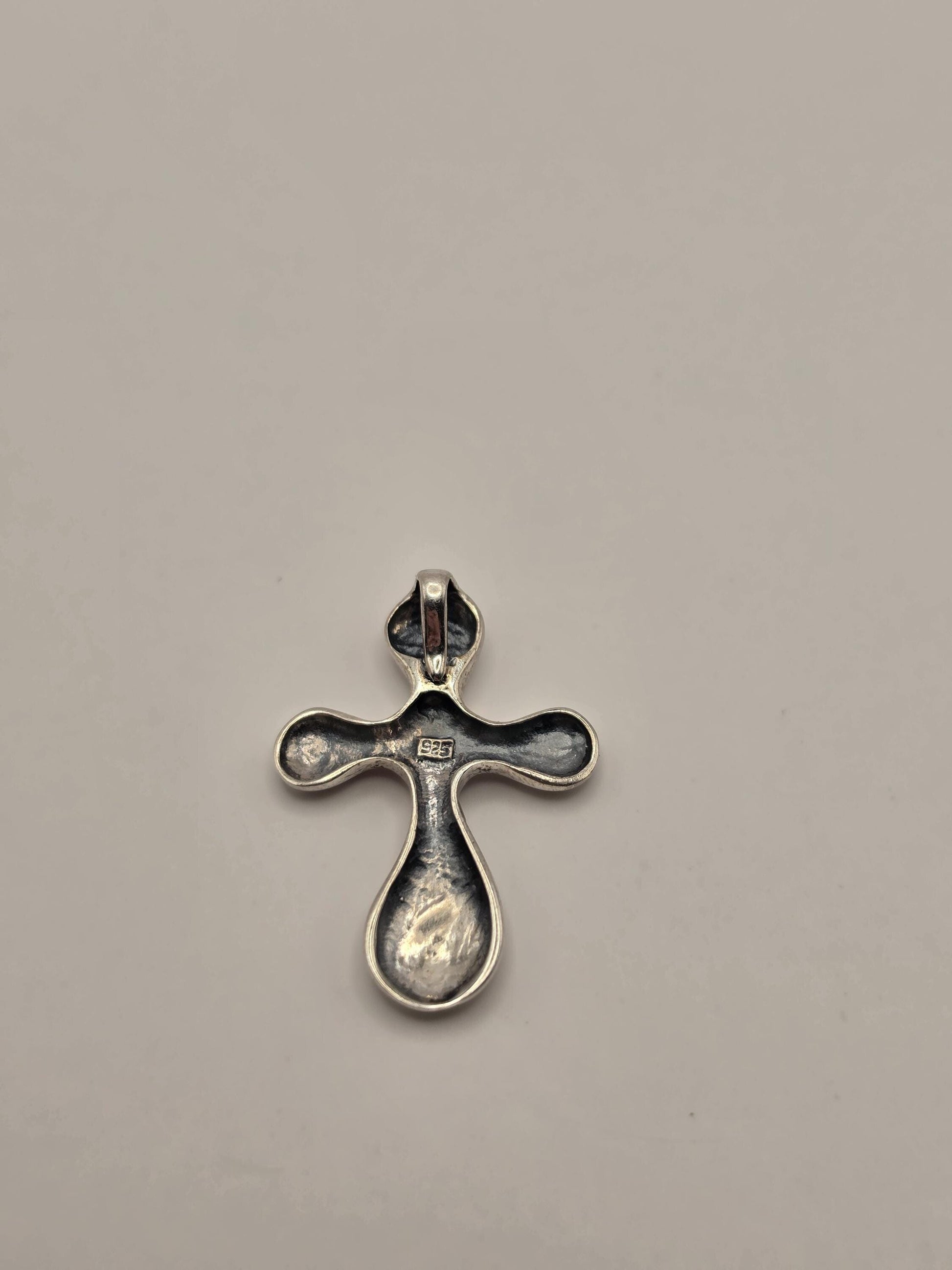 Sterling Silver Puffy Cross Pendant, Smooth Rounded Bubble Cross 925