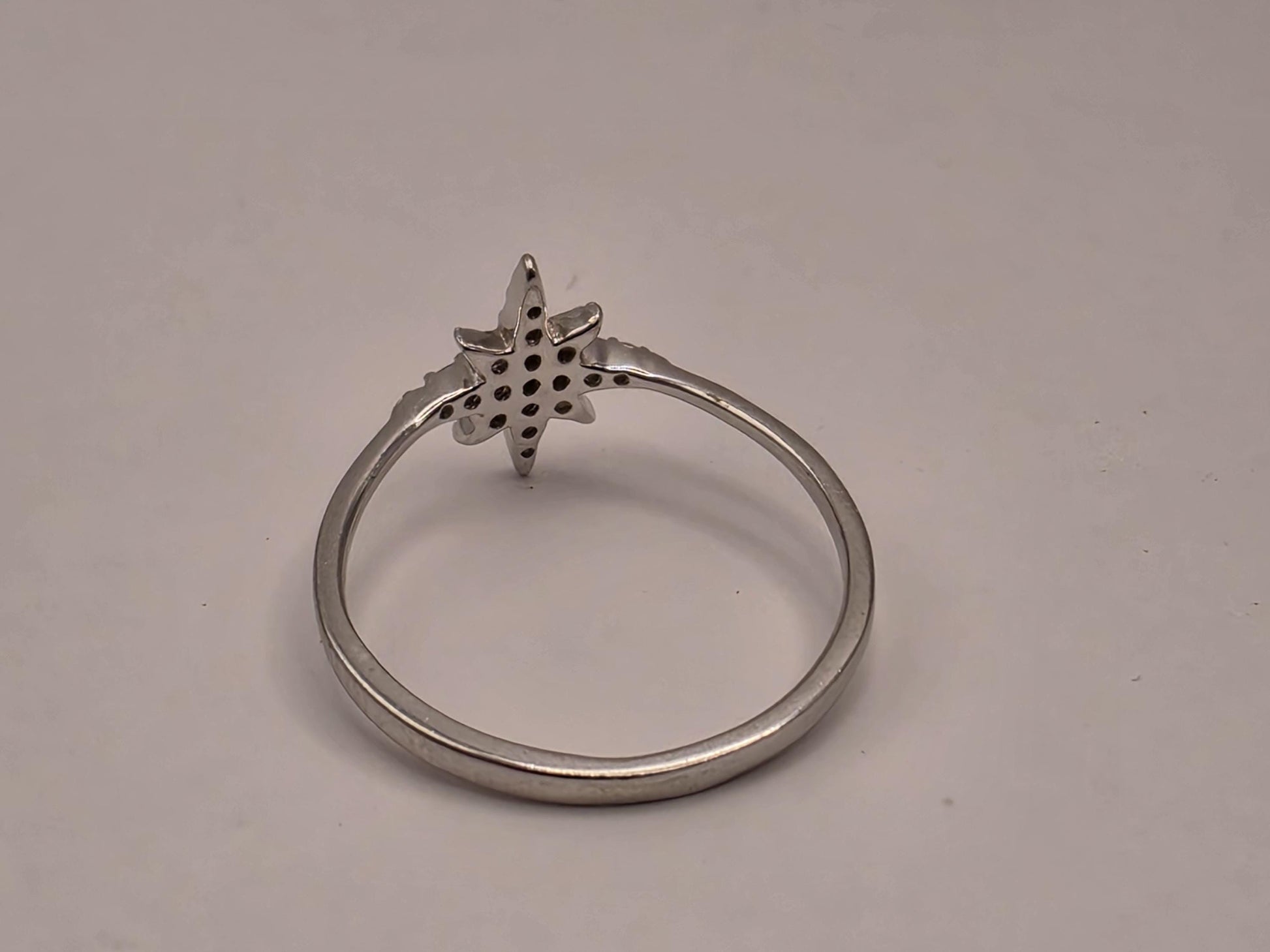 Sterling Silver North Star CZ Ring, Dainty Celestial Band 925 Size 7
