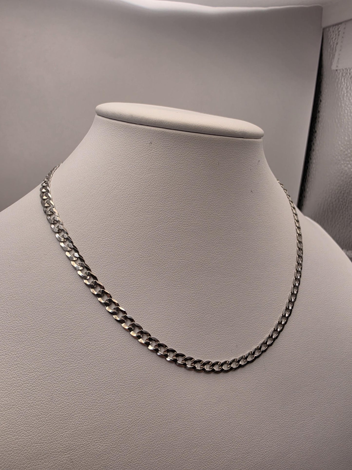 Sterling Silver Cuban Curb Chain Necklace — 4.5mm 16 Inch Choker Length 925