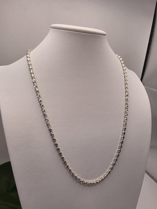 Sterling Silver Diamond Cut Round Bead Chain Necklace — 4mm 24 Inch 925