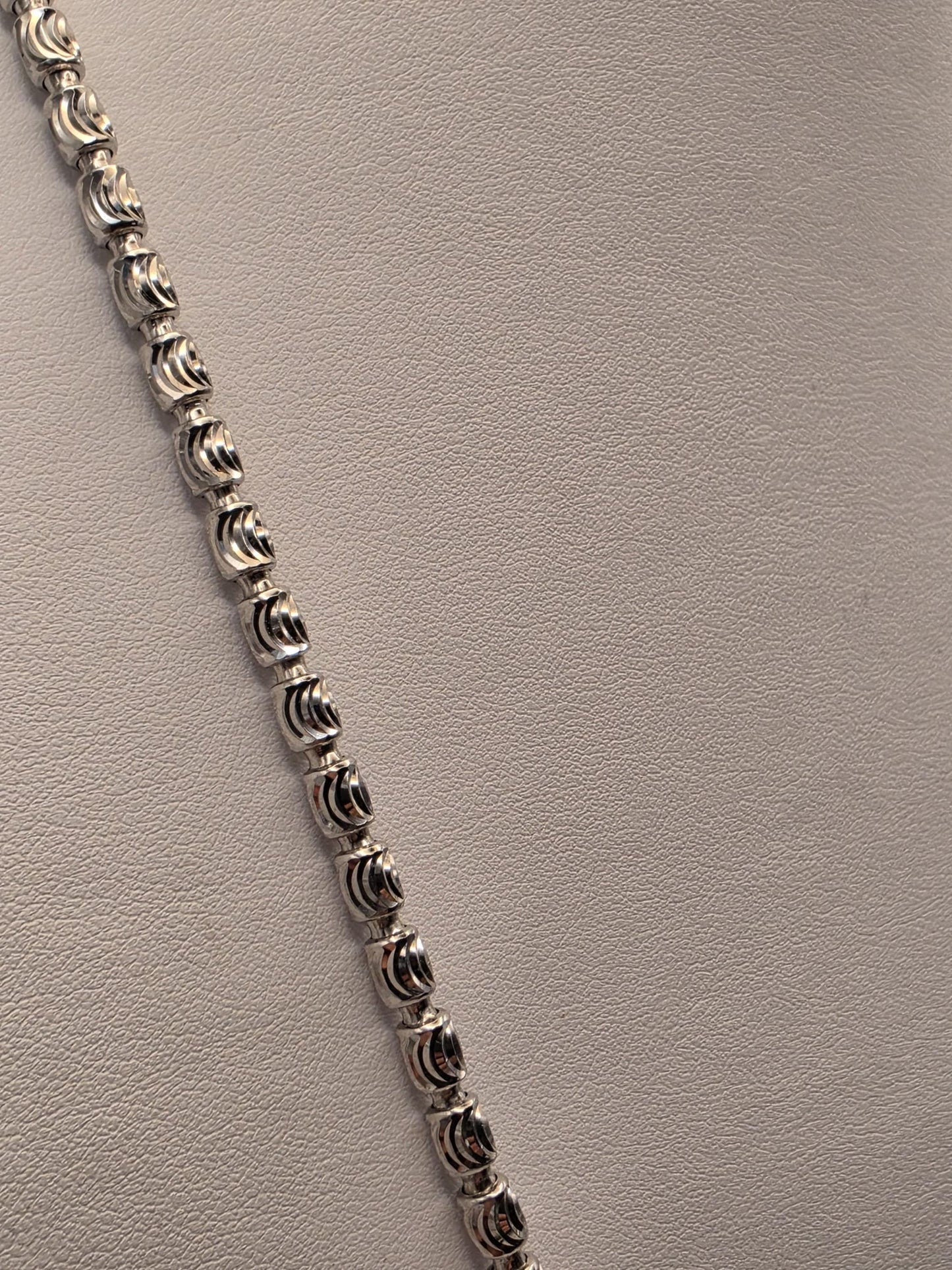 Sterling Silver Diamond Cut Round Bead Chain Necklace — 4mm 24 Inch 925