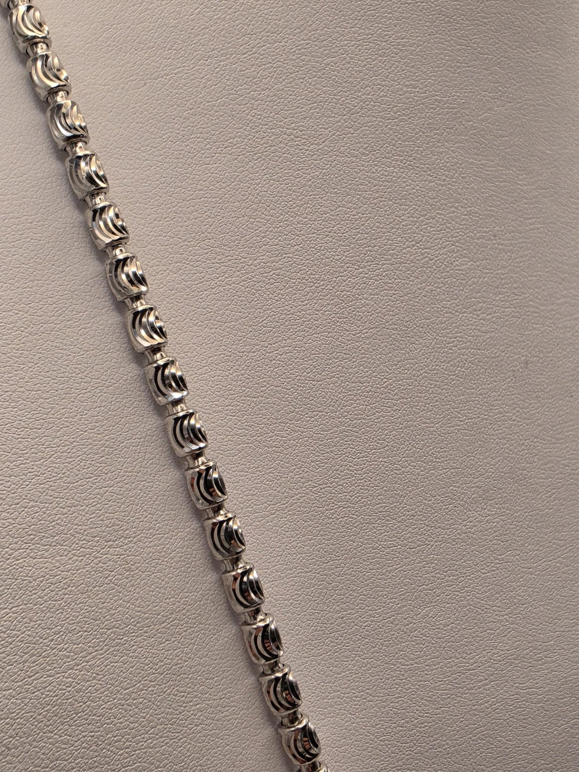 Sterling Silver Diamond Cut Round Bead Chain Necklace — 4mm 24 Inch 925