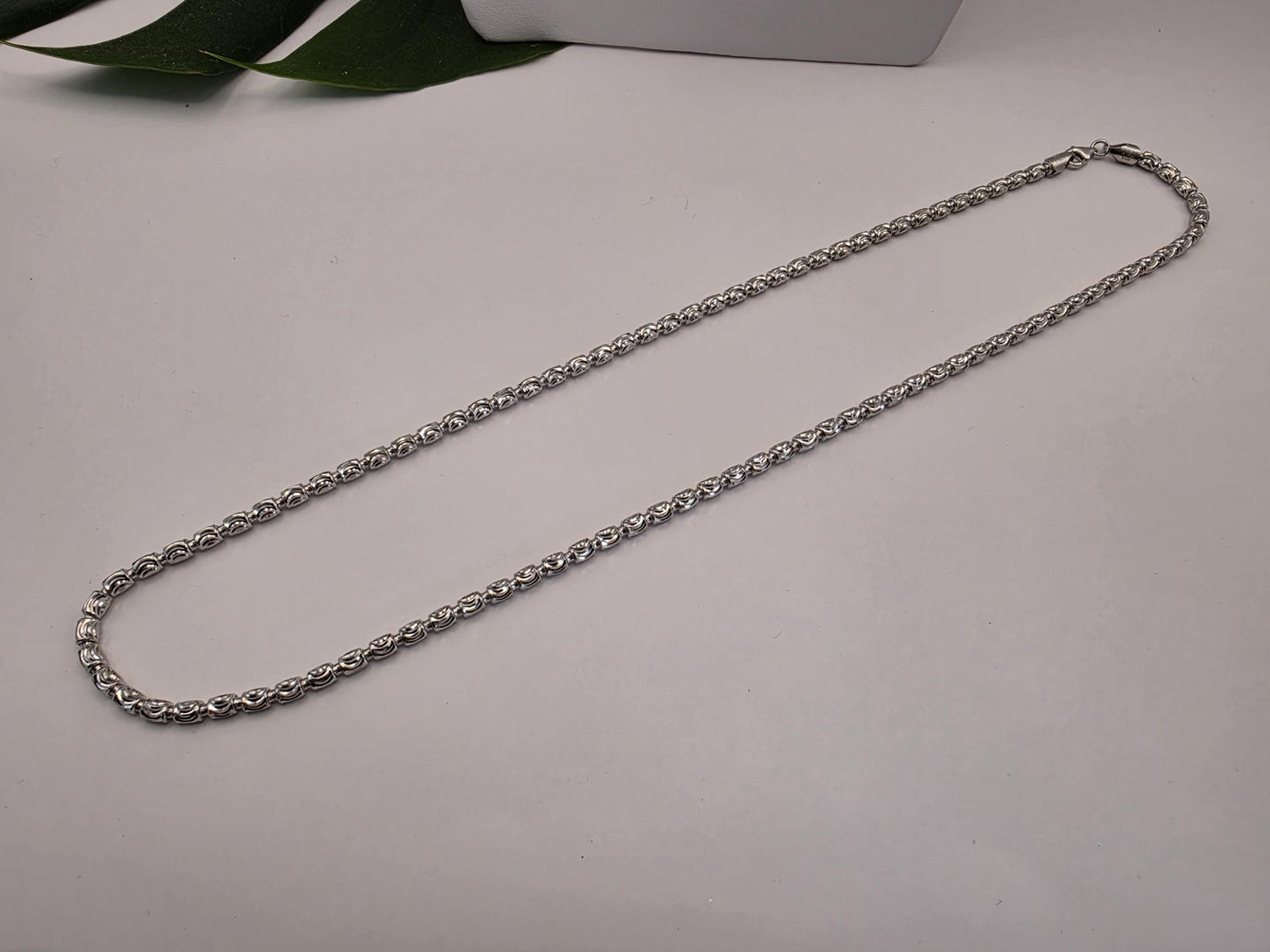 Sterling Silver Diamond Cut Round Bead Chain Necklace — 4mm 24 Inch 925