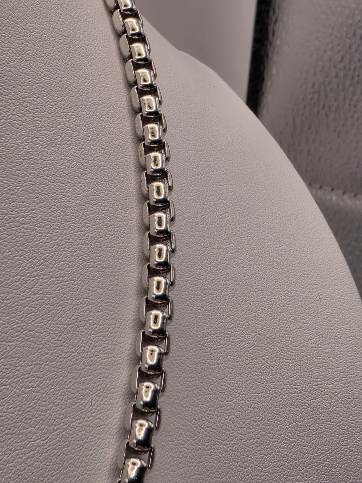 Sterling Silver Round Box Chain Necklace — 4mm 20 Inch Heavy 925