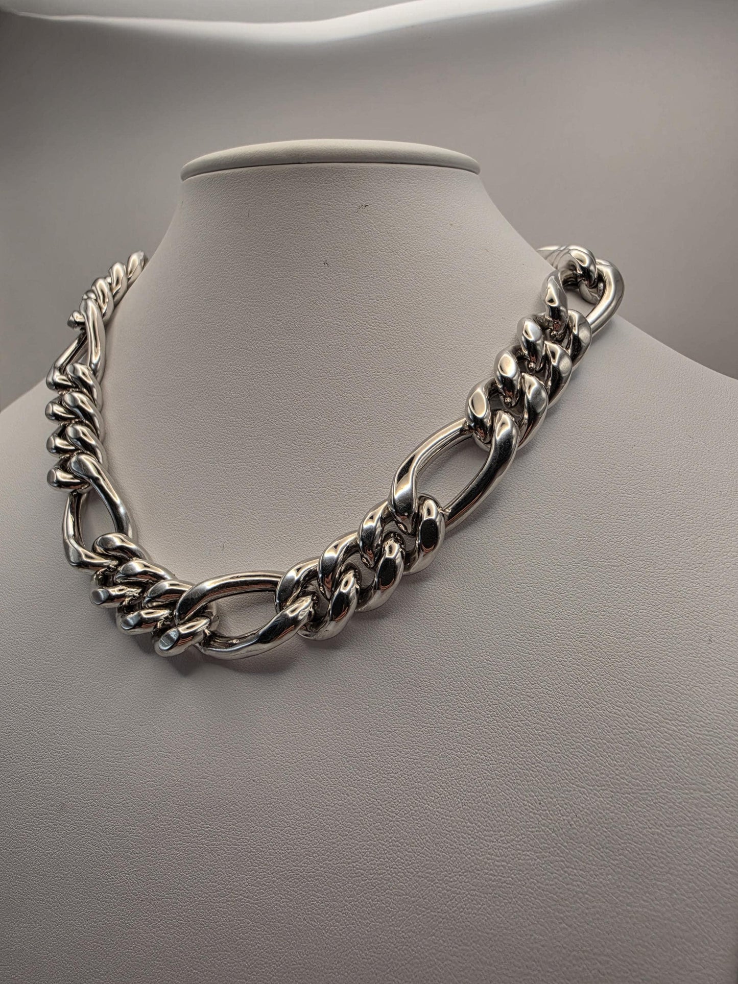 Sterling Silver Chunky Figaro Chain Necklace — 16.5mm 18 Inch Heavy 925