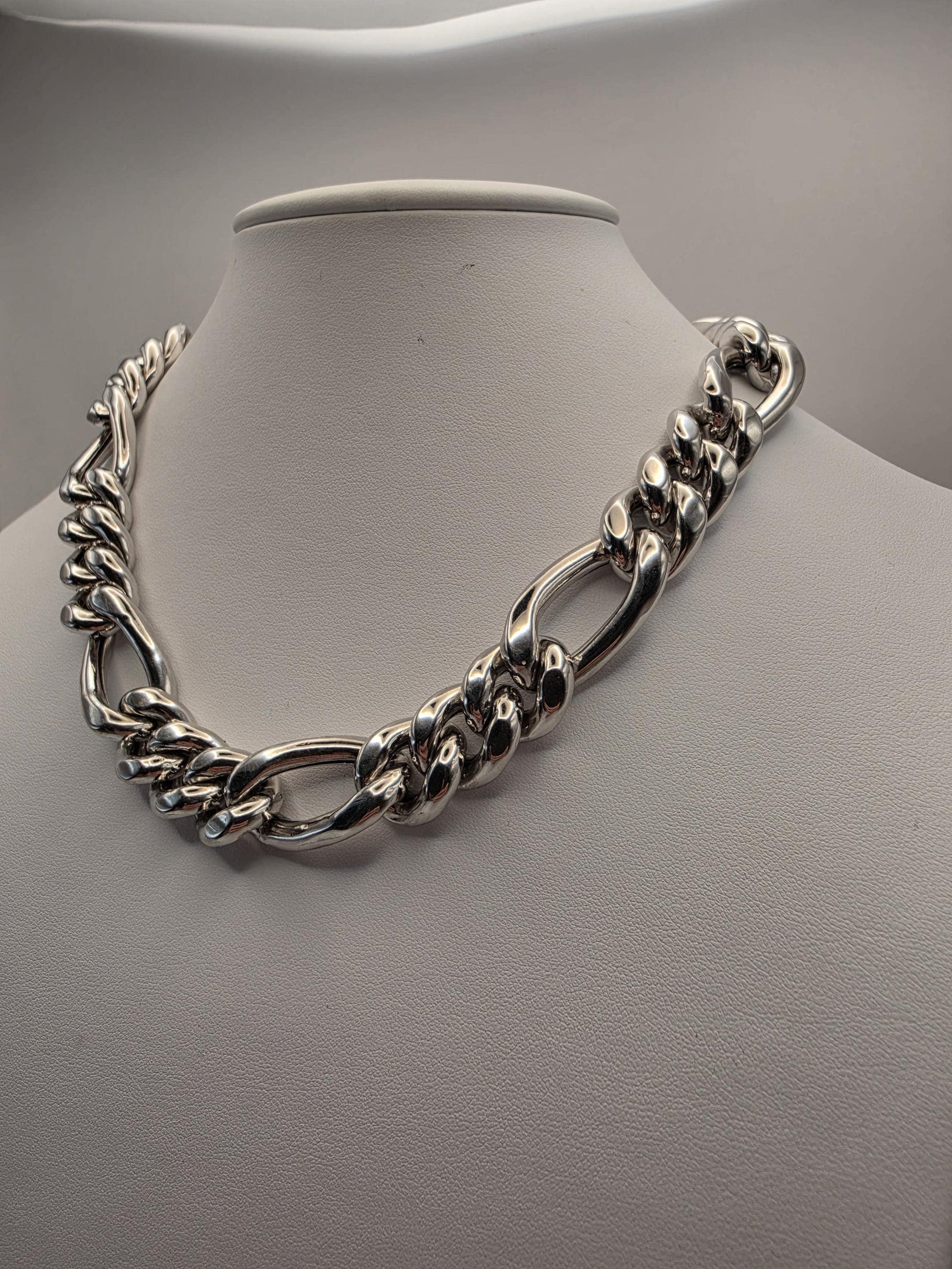 Sterling Silver Chunky Figaro Chain Necklace — 16.5mm 18 Inch Heavy 925