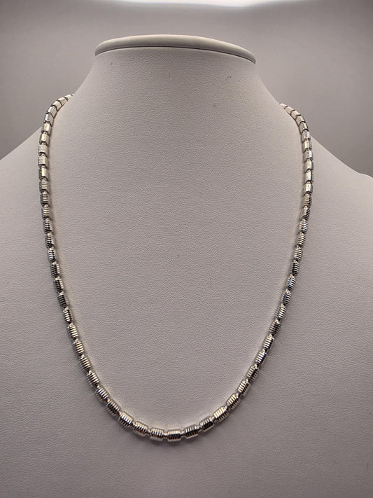Sterling Silver Diamond Cut Drum Bead Chain Necklace — 3.6mm 20 Inch 925