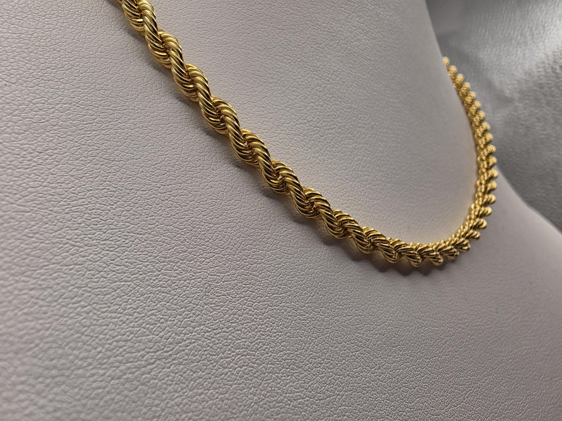 Gold Plated Sterling Silver Rope Chain Necklace — 4mm 16 Inch 925
