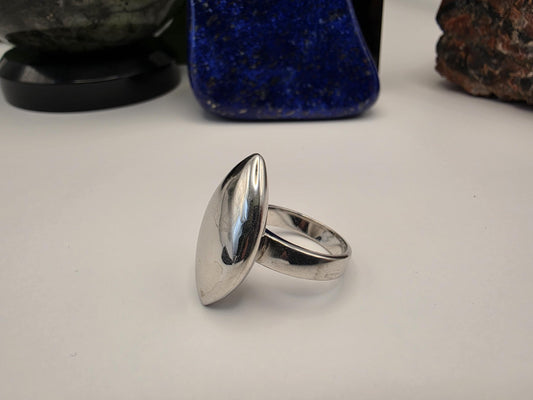 Sterling Silver Marquise Dome Ring — Bold Minimalist Statement Ring 925 Size 9