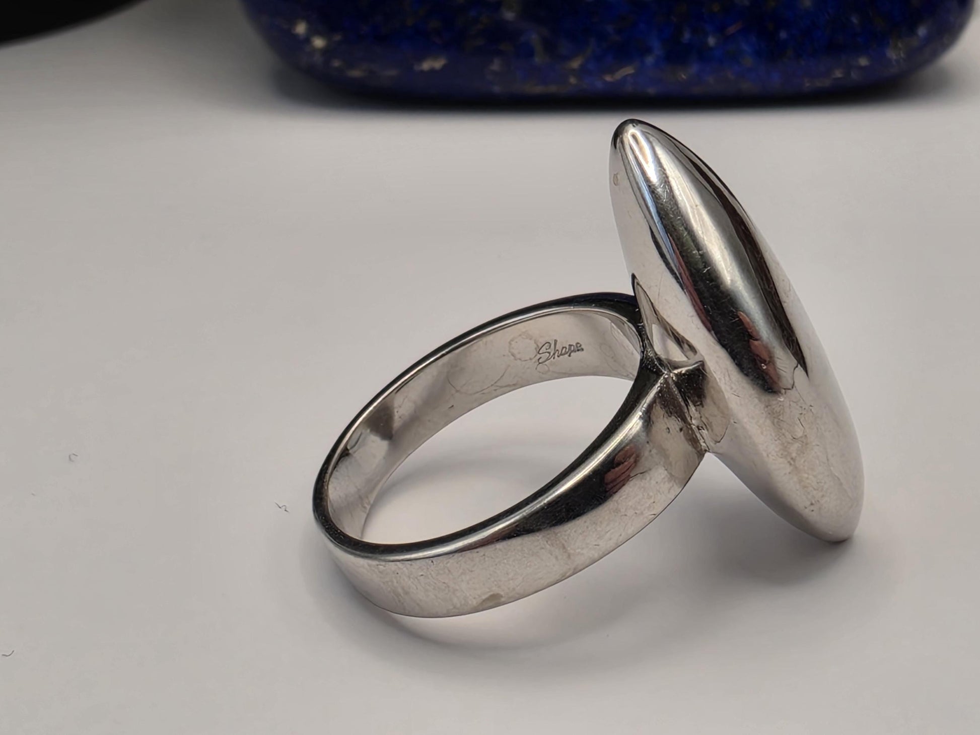 Sterling Silver Marquise Dome Ring — Bold Minimalist Statement Ring 925 Size 9