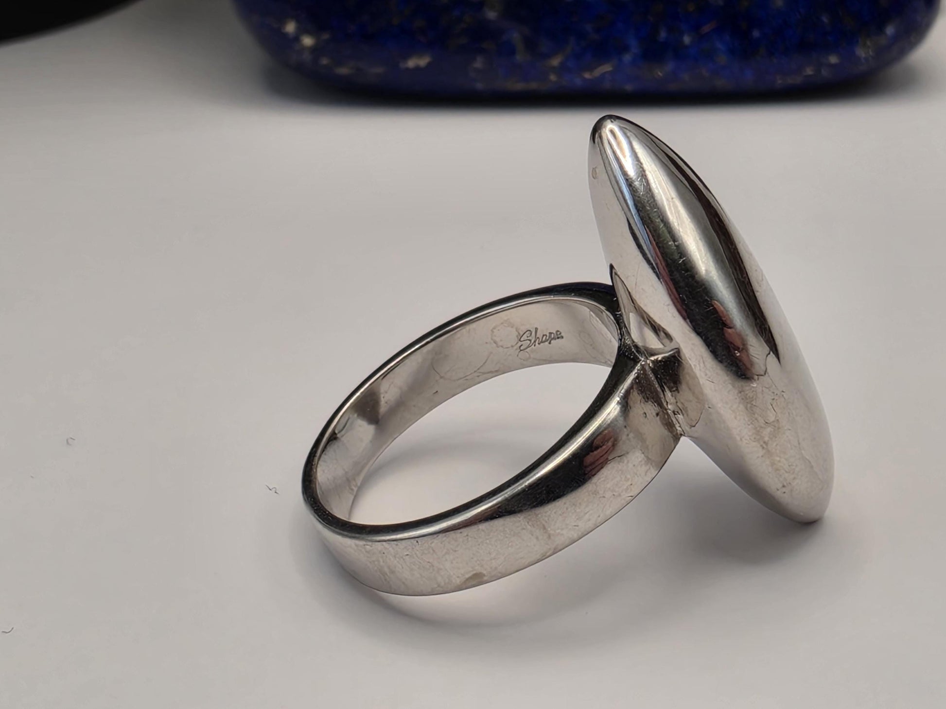 Sterling Silver Marquise Dome Ring — Bold Minimalist Statement Ring 925 Size 9
