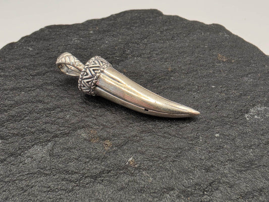 Sterling Silver Cornicello Italian Horn Pendant — Good Luck Amulet 925
