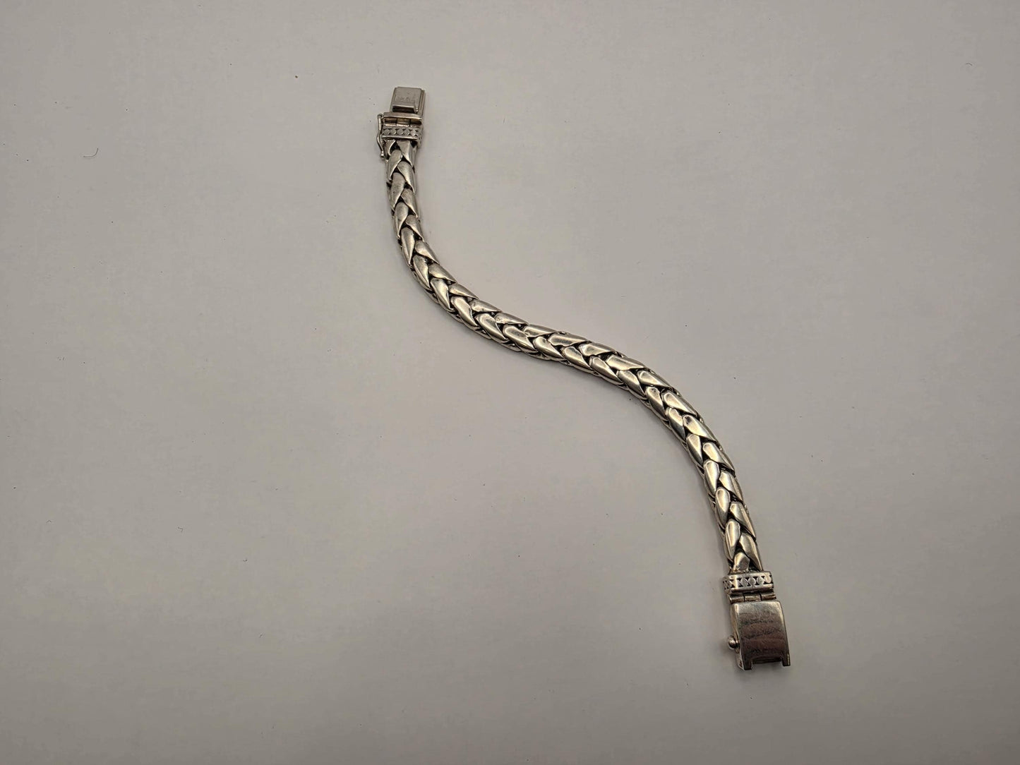 925 Sterling Silver Tulip Scale Bracelet | Polished Link | Heavy 60g | 8.5in