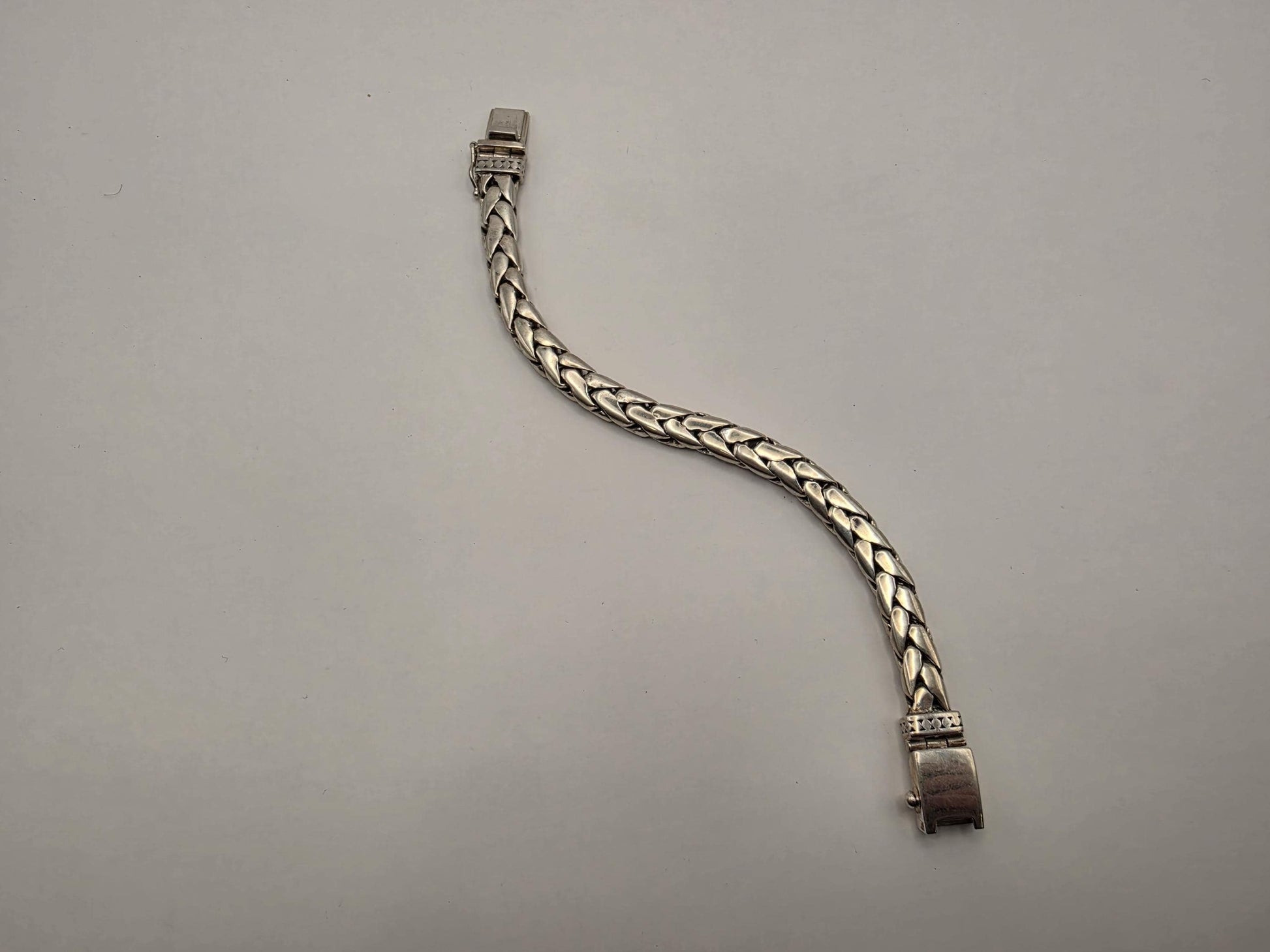 925 Sterling Silver Tulip Scale Bracelet | Polished Link | Heavy 60g | 8.5in