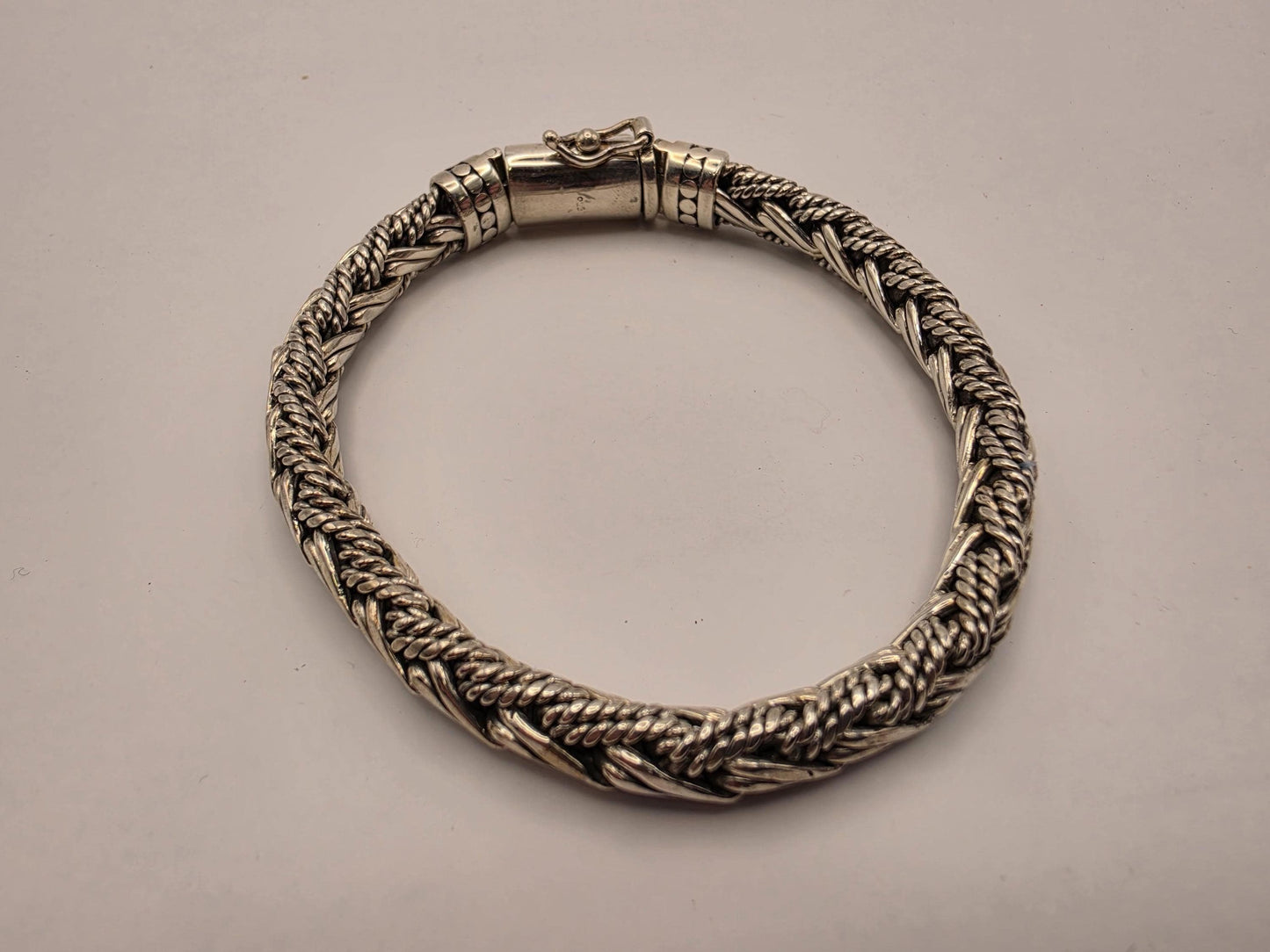 925 Sterling Silver Twisted Rope Bracelet | Double Twist Weave | Oxidized | Heavy 49g