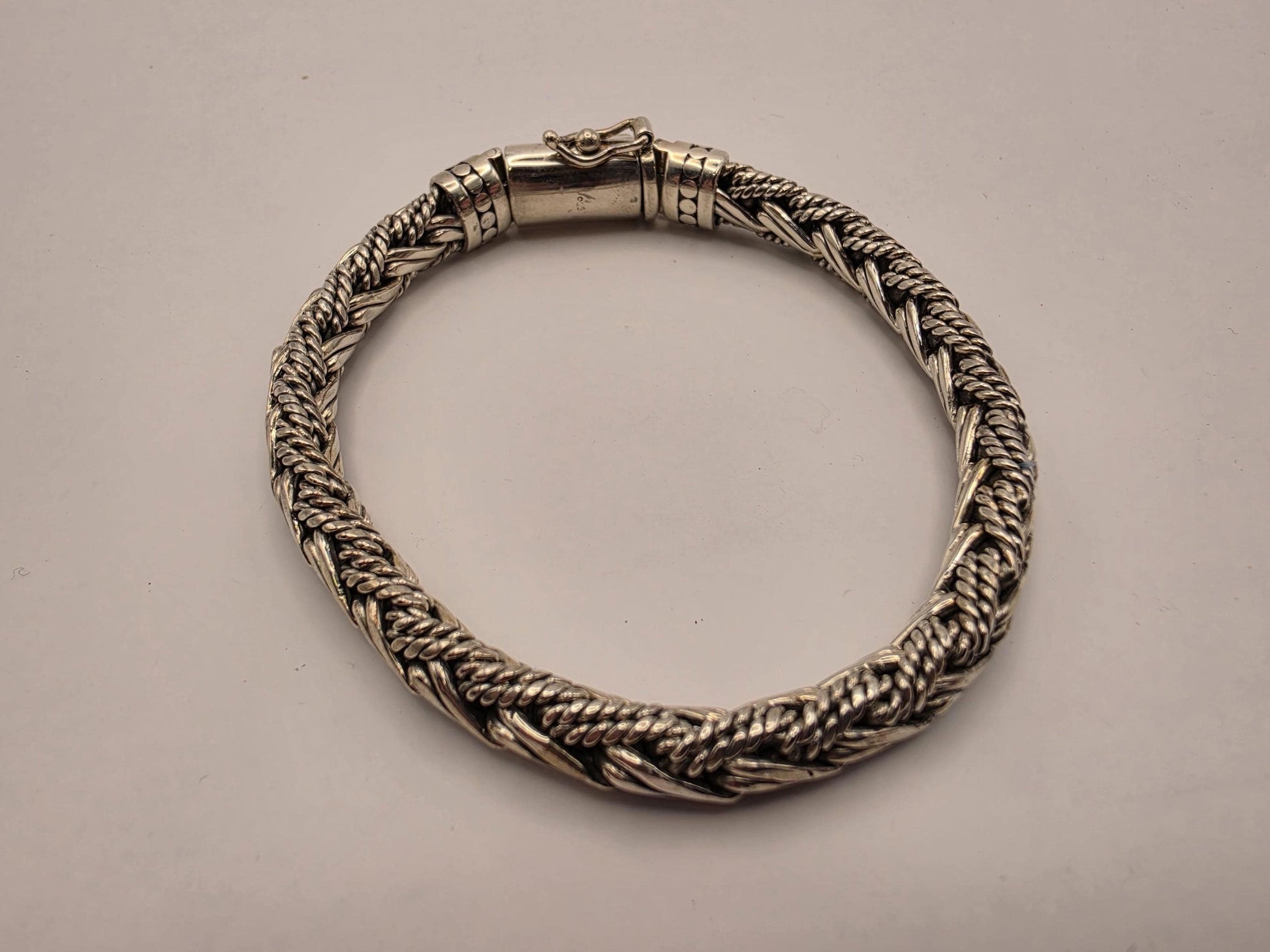 925 Sterling Silver Twisted Rope Bracelet | Double Twist Weave | Oxidized | Heavy 49g