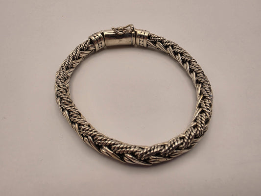 925 Sterling Silver Twisted Rope Bracelet | Double Twist Weave | Oxidized | Heavy 49g