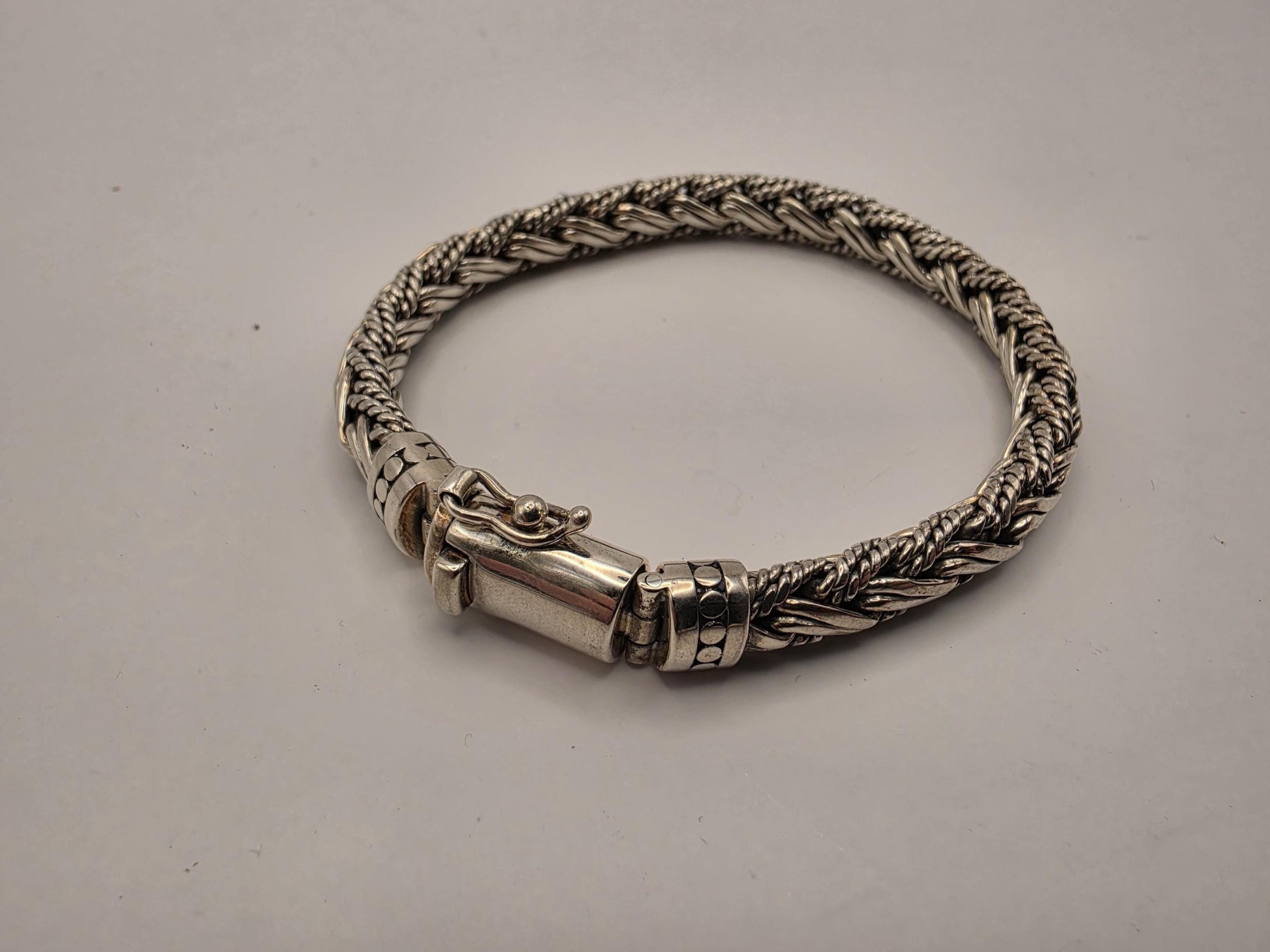 925 Sterling Silver Twisted Rope Bracelet | Double Twist Weave | Oxidized | Heavy 49g