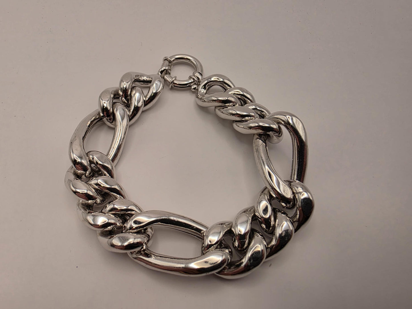 925 Sterling Silver Chunky Link Bracelet | Mixed Oval Curb Links | Heavy 35g | 11in