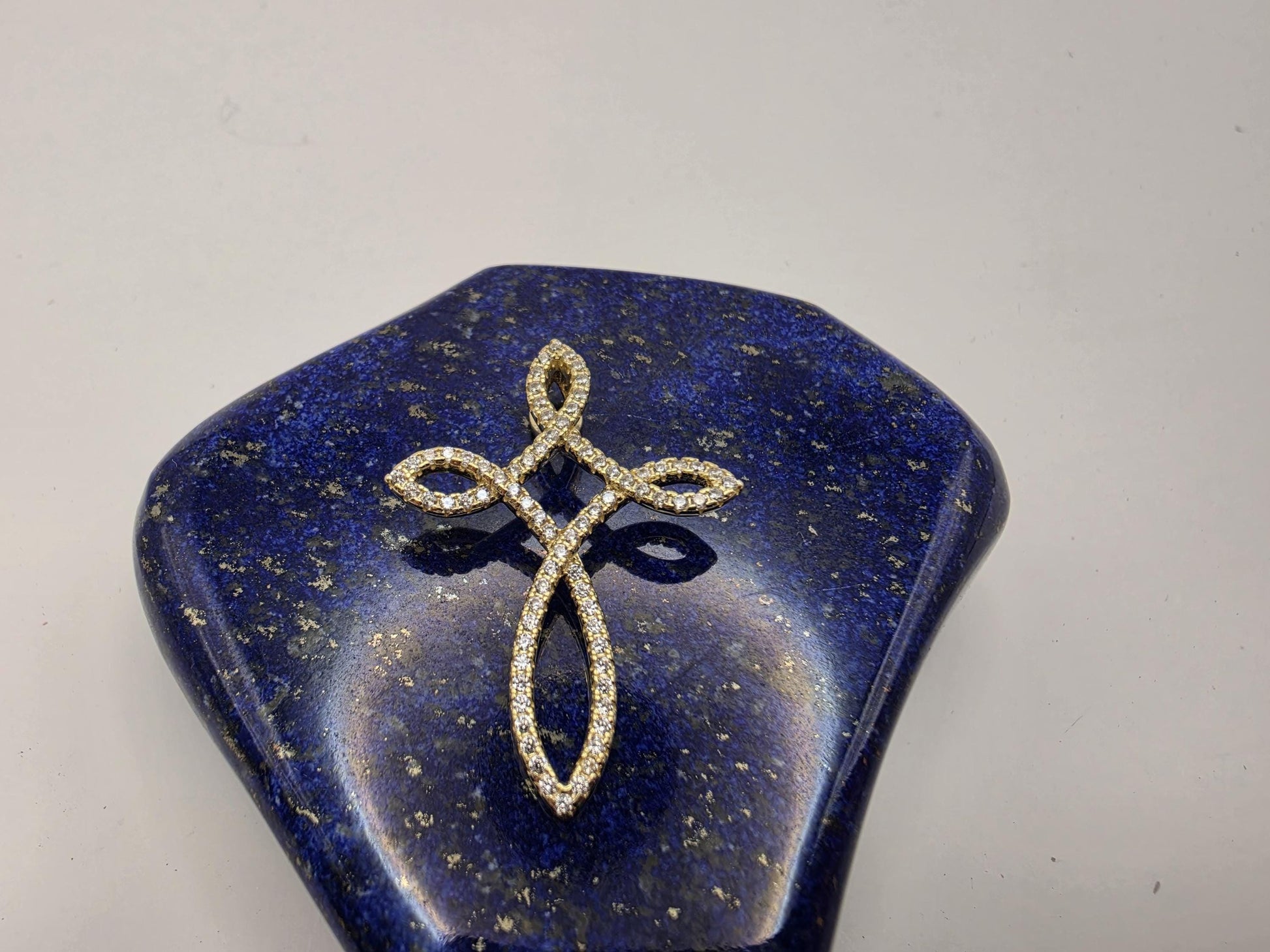 Gold Plated Sterling Silver Celtic Loop Cross Pendant | CZ Pave | Knot Design | 1.5"