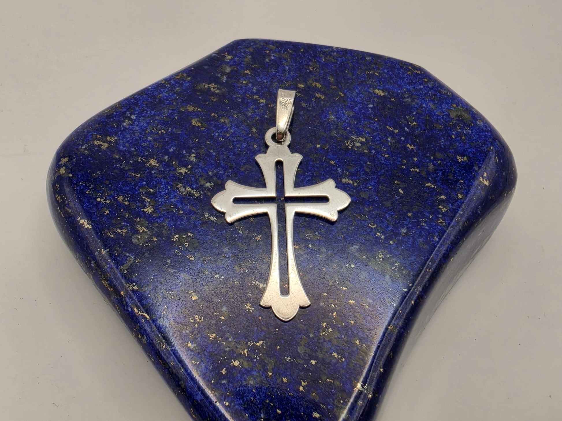 925 Sterling Silver Gothic Cross Pendant | Double Cutout | Fleur Tip Detail | 1"